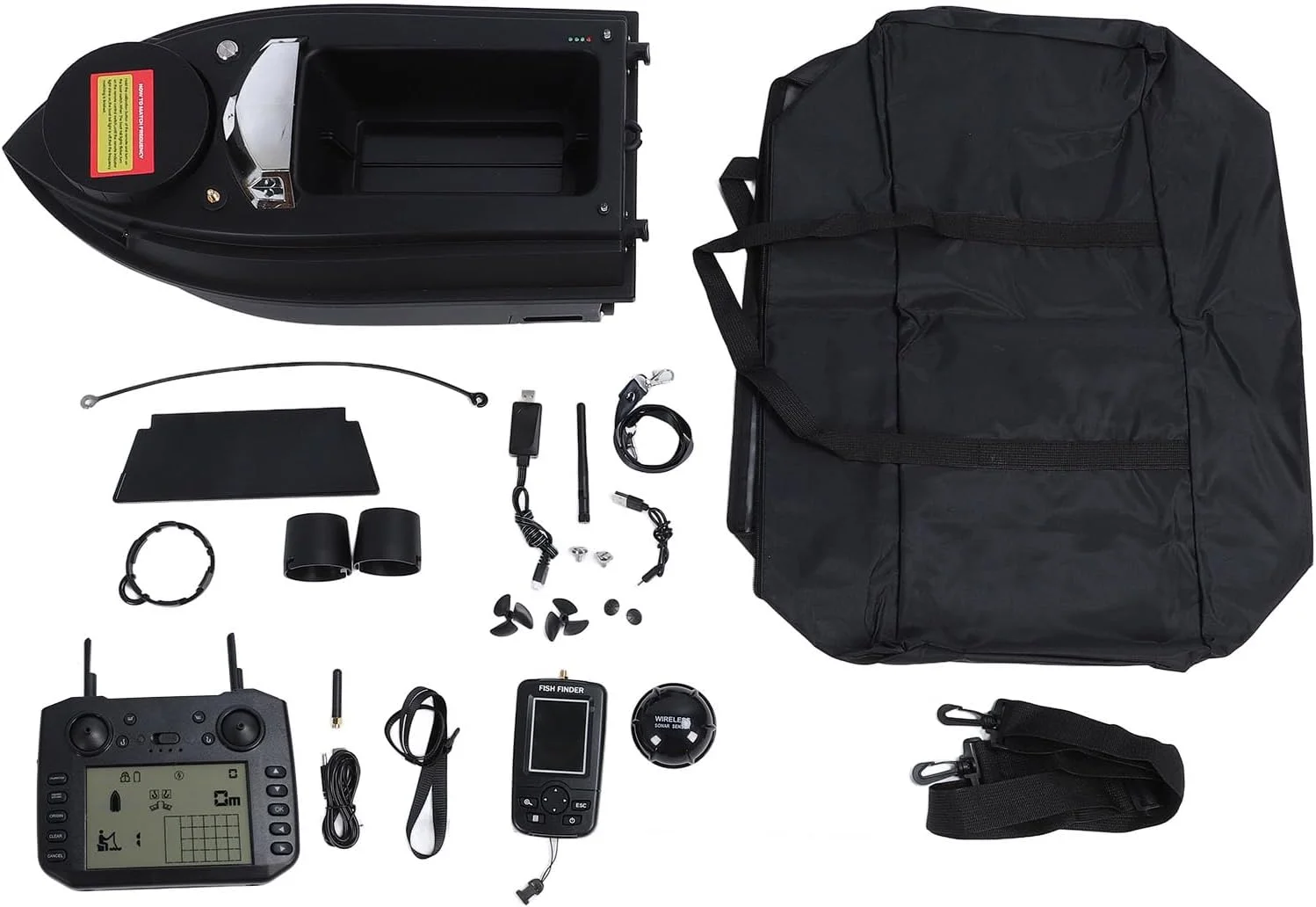 قایق طعمه پاشی، قایق کنترل از راه دور ماهیگیری 12 ولت با بدنه ABS و نشانگر نور، قایق طعمه پاشی شارژی برای دریاچه ها، رودخانه ها، حوضچه ها و مخازن