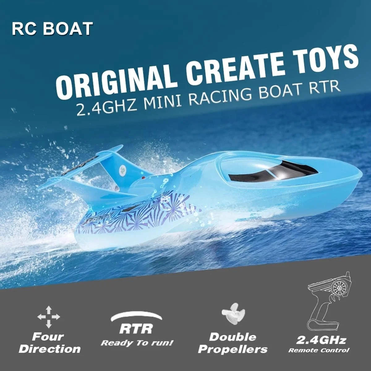 قایق کنترلی کوچک برای کودکان 5 تا 9 سال، قایق های آرسی سریع برای مسابقه در استخر، اسباب بازی های آبی زیردریایی برای بزرگسالان و کودکان، اسباب بازی های کنترلی (قرمز)