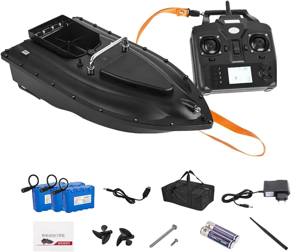 قایق طعمه ماهیگیری کنترل از راه دور، قایق غذا دهی ماهی با برد 900 متر، ظرفیت 2 کیلوگرم، موقعیت یابی هوشمند بی سیم، عمر باتری 10-16 ساعت، بازگشت با یک کلیک و کنترل کروز
