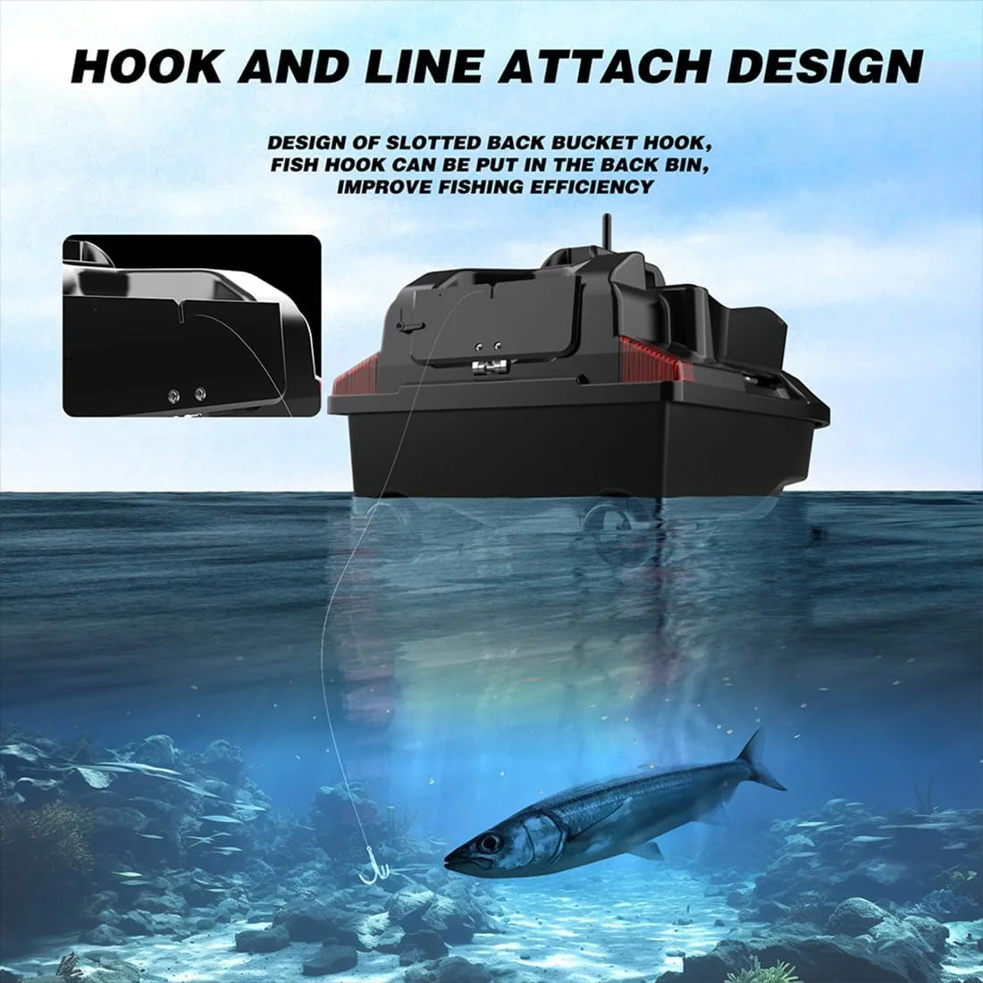 قایق طعمه پاش آرسی GPS دار برای ماهیگیری، 3 محفظه برد 500 متری، کروز هوشمند و بازگشت خودکار، ظرفیت بارگیری 2 کیلوگرمی، باتری 5200 میلی آمپر ساعتی، 2 ساعت استفاده برای پرتاب طعمه در مسافت های طولانی