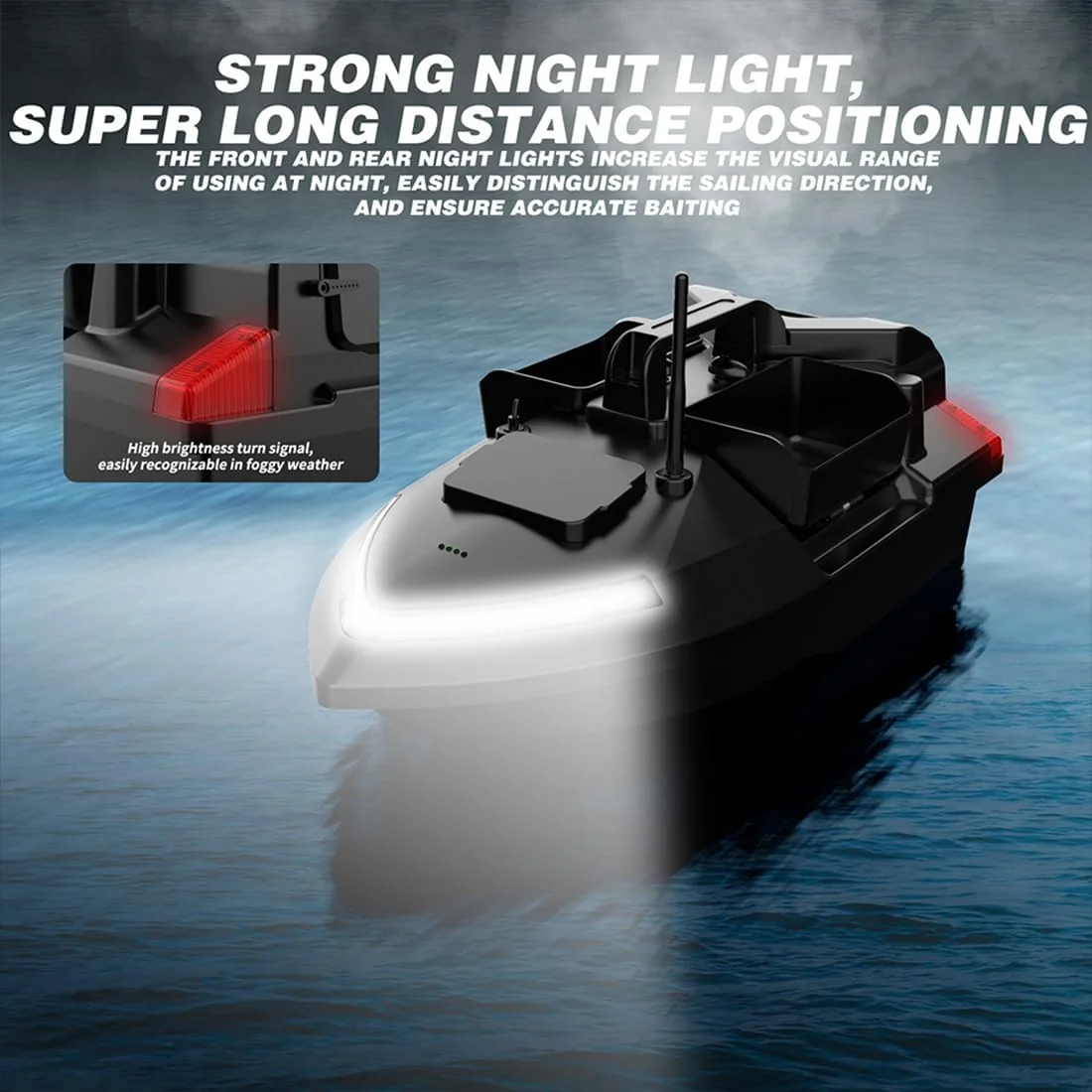قایق طعمه پاش آرسی GPS دار برای ماهیگیری، 3 محفظه برد 500 متری، کروز هوشمند و بازگشت خودکار، ظرفیت بارگیری 2 کیلوگرمی، باتری 5200 میلی آمپر ساعتی، 2 ساعت استفاده برای پرتاب طعمه در مسافت های طولانی