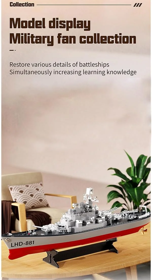 مدل کشتی جنگی الکتریکی ConsoleXpress RC، مدل کشتی جنگی دو موتوره با فرکانس بالا 2.4G RC برای استخرها و دریاچه ها، مدل قایق آبی هدیه تولد (نسخه RTR)