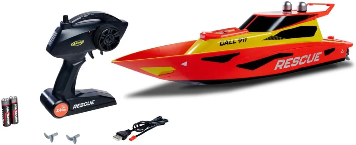 قایق نجات آرسی کارسون مدل 500108058 2.4G 100% RTR، قایق آرسی، اسباب بازی کنترلی برای کودکان و بزرگسالان، به همراه کنترل از راه دور