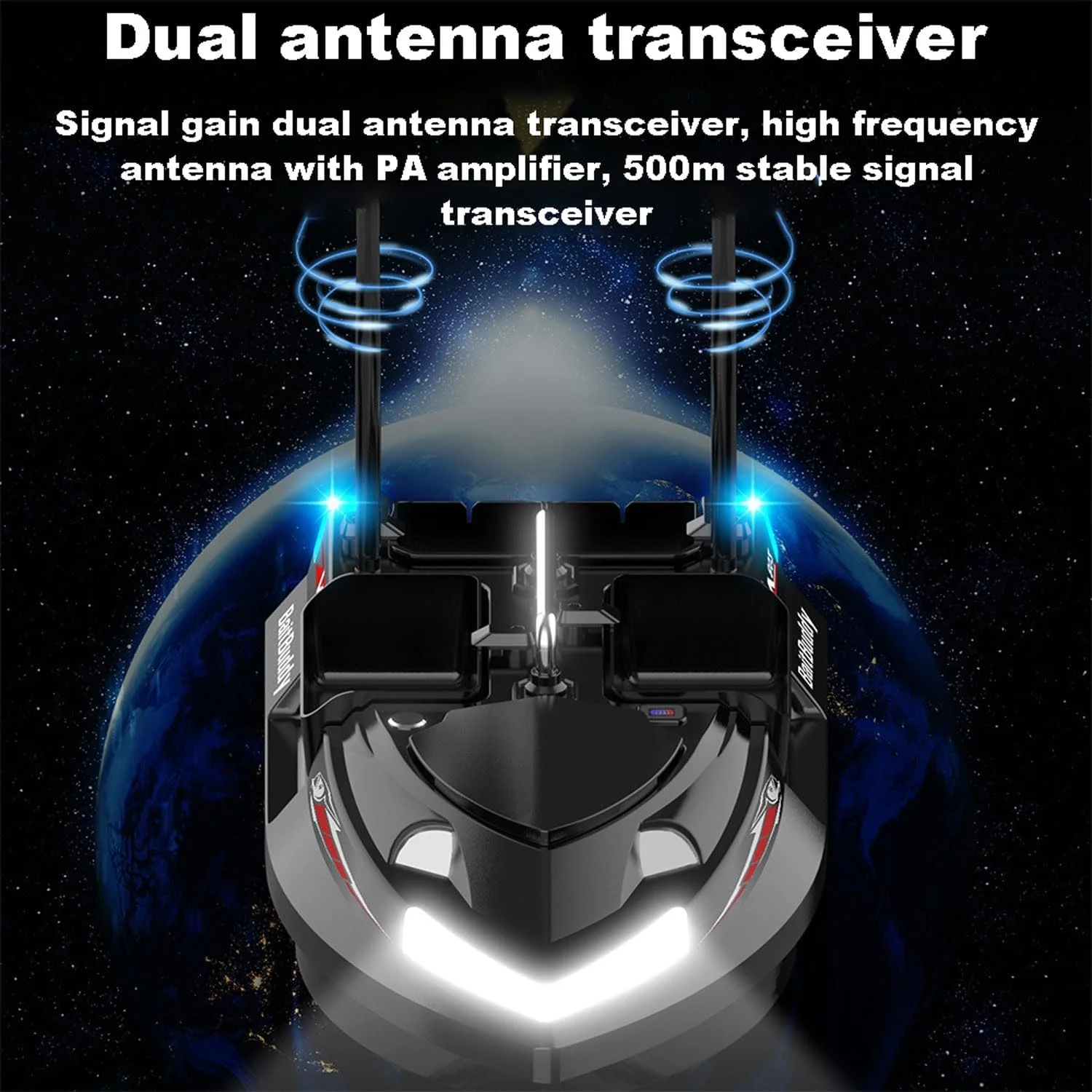 قایق طعمه ماهیگیری، قایق موتوری RC با ظرفیت بزرگ 3 کیلوگرمی و راندمان بالا با 4 مخزن طعمه، موقعیت یابی GPS، چراغ های ماهیگیری LED، برای ماهیگیری با طعمه