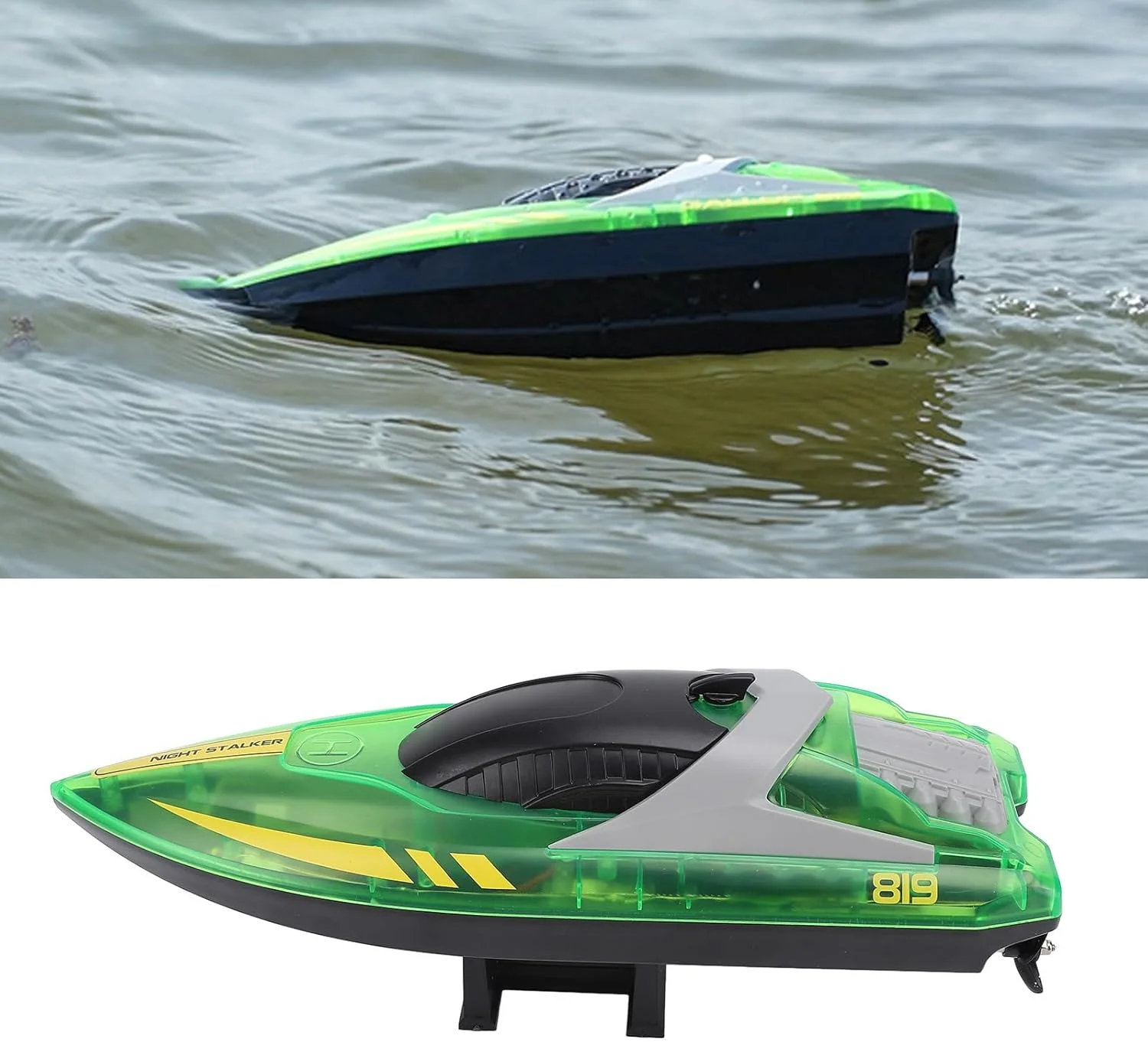قایق کنترلی با چراغ LED، قایق کنترلی پرسرعت با موتور دوگانه ضدآب شارژ USB، اسباب بازی قایق های مسابقه ای کنترلی برای کودکان پسر و دختر