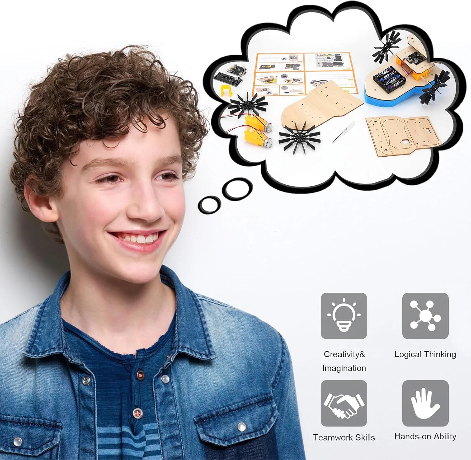 قایق کنترلی، کیت ساختنی برای کودکان 8 تا 12 سال، قایق پارویی، کیت علمی STEM برای پسران و دختران