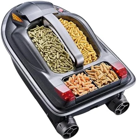 قایق طعمه پاش - قایق ماهیگیری GPS با بازگشت خودکار 12 ولت با کنترل مستقل سه مخزن، برد 500 متر، طراحی تودرتو