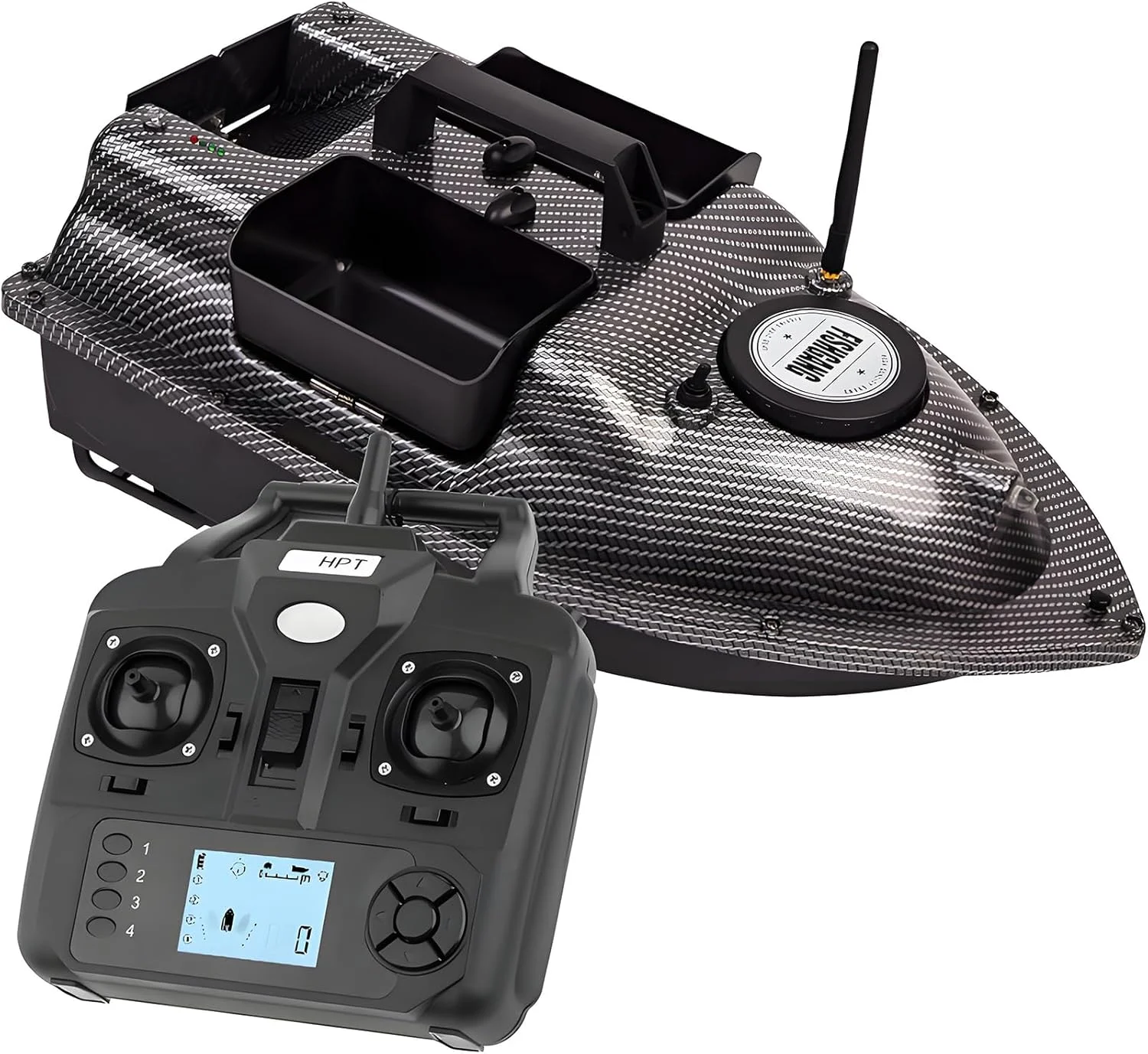 قایق طعمه ماهیگیری GPS 12000mAh، قایق لانه سازی ماهیگیری با کنترل از راه دور 500 متری با کروز کنترل و بازگشت خودکار، قایق طعمه RC چراغ شب موتور دوتایی برای ماهیگیری موج سواری با 3 قیف مستقل