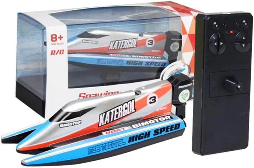 قایق مسابقه ای کنترلی 4 کاناله با رادیو 2.4 گیگاهرتز، قایق های کنترل از راه دور پر سرعت با سکان ناوبری دو طرفه برای استخرها و دریاچه ها jianyu