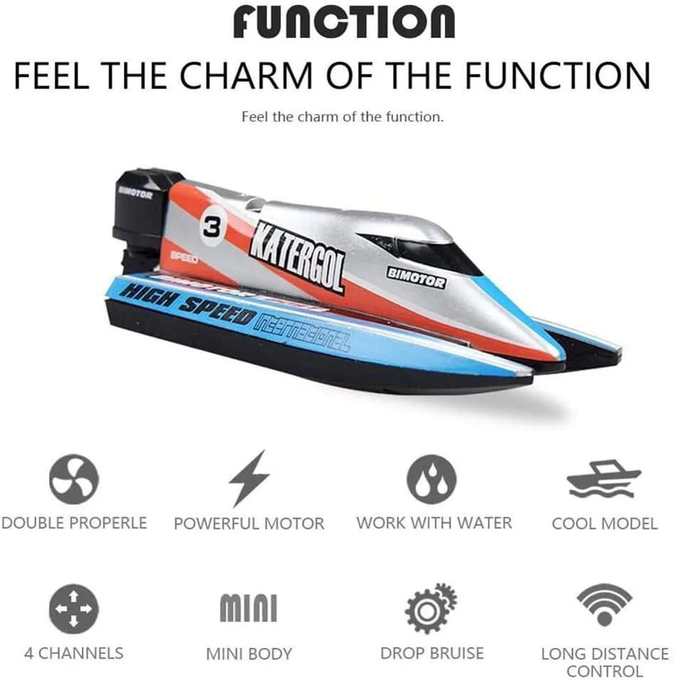 قایق مسابقه ای کنترلی 4 کاناله با رادیو 2.4 گیگاهرتز، قایق های کنترل از راه دور پر سرعت با سکان ناوبری دو طرفه برای استخرها و دریاچه ها jianyu