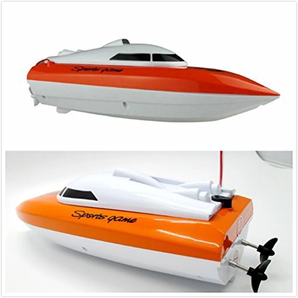 قایق کنترلی، قایق مسابقه ای با کنترل از راه دور برای استخرها و دریاچه ها، اسباب بازی قایق پرسرعت مینیاتوری 10 کیلومتر در ساعت، ماجراجویی در فضای باز، 4 کانال الکتریکی برای کودکان (802 نارنجی)