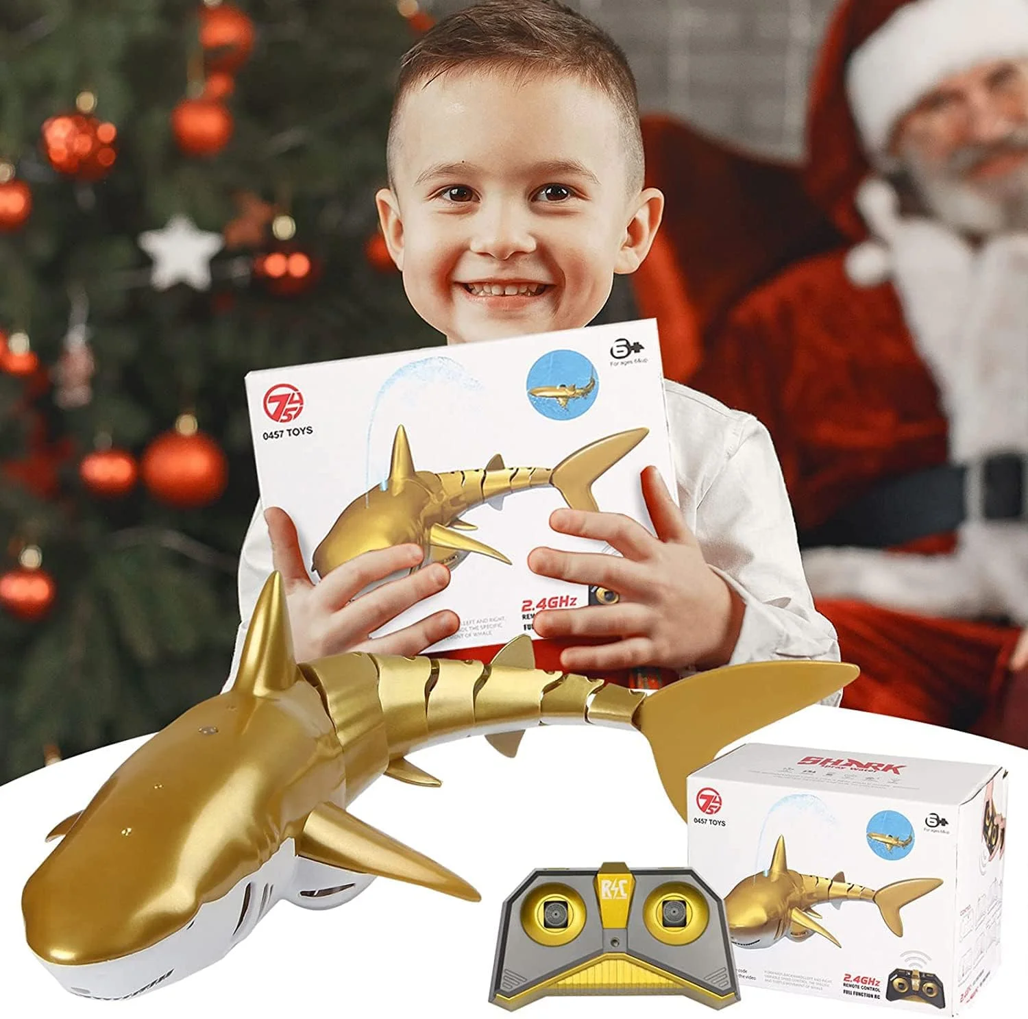 اسباب بازی کوسه کنترلی SYOSI - کوسه آرسی شبیه سازی شده 2.4 گیگاهرتزی با قابلیت پاشش آب و چراغ غواصی برای استخر و حمام، هدیه ای عالی برای پسران و دختران بالای 3 سال (طلایی) اسباب بازی کوسه کنترلی SYOSI - کوسه آرسی شبیه سازی شده 2.4 گیگاهرتزی با قابلیت پاشش آب و چراغ غواصی برای استخر و حمام، هدیه ای عالی برای پسران و دختران بالای 3 سال (طلایی)