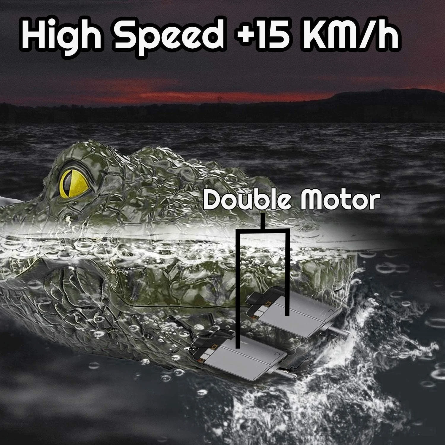 قایق کنترلی تریفی با طرح سر کروکودیل، اسباب بازی آبی با سرعت بالا 2.4G برای استخرها و دریاچه ها - سر کروکودیل شناور، قایق های کنترلی با طرح تمساح شبیه سازی شده، اسباب بازی شوخی برای بزرگسالان و کودکان