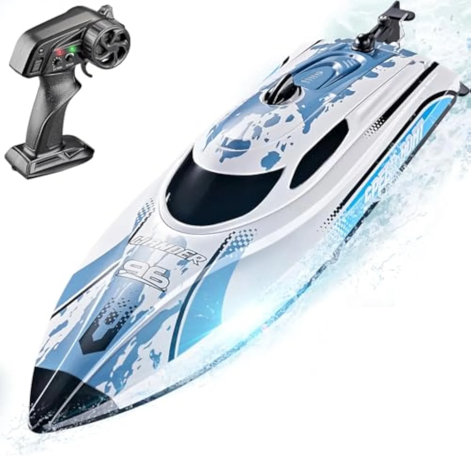 قایق کنترلی برای کودکان، قایق پر سرعت کنترلی با باتری، اسباب بازی های آبی تابستانی برای استخرها، دریاچه ها، رودخانه ها و وان حمام، سفید