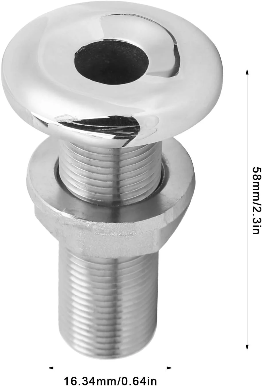 خروجی آب رزوه دار کامل RiToEasysports، اتصال دهنده استیل ضد زنگ از طریق بدنه برای شلنگ قایق و قایق تفریحی (MJS022-1 (MJS022-3/8〃)