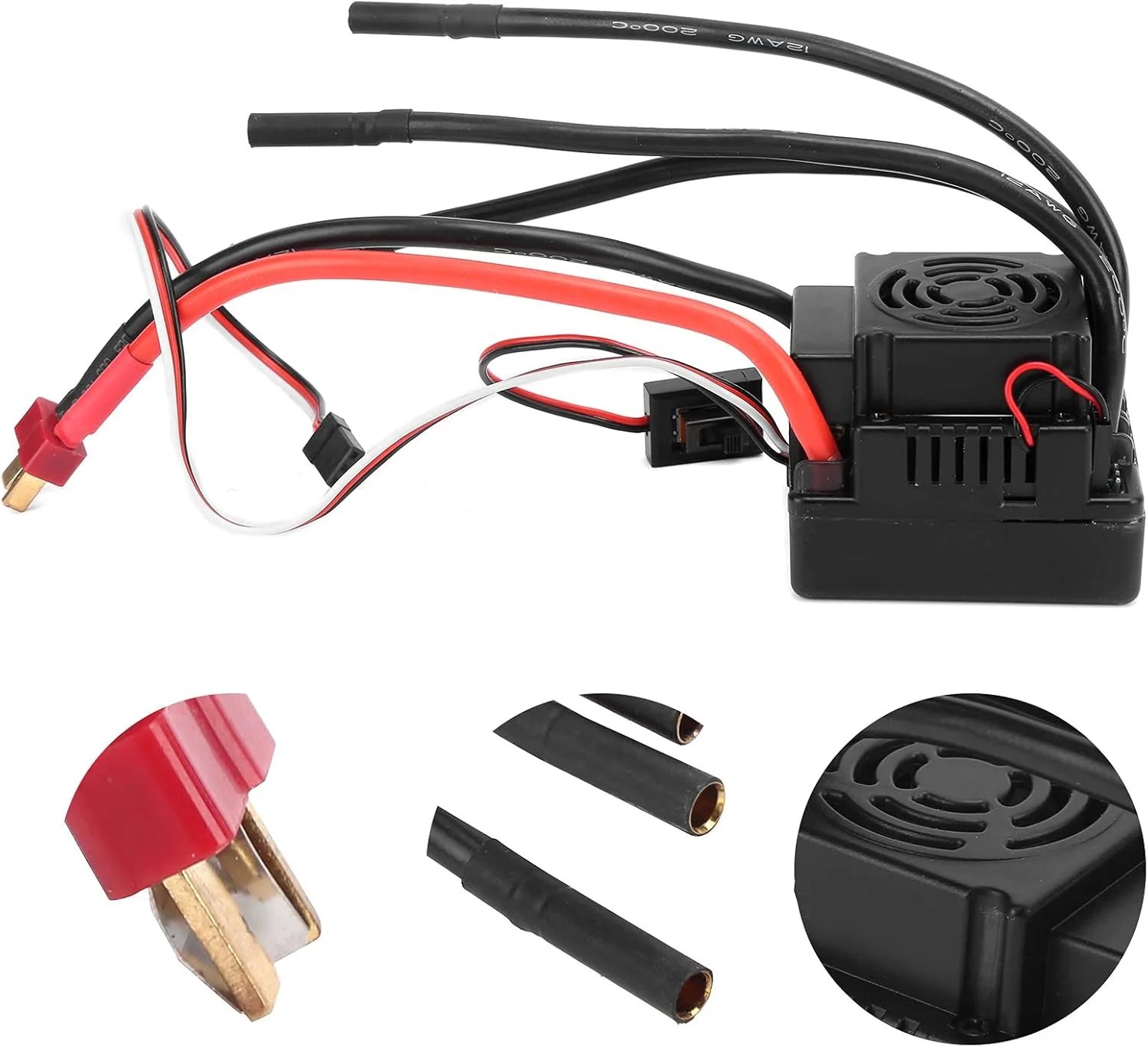 کنترل کننده سرعت الکترونیکی 120 آمپر بدون جاروبک ضد آب، کنترل کننده سرعت الکترونیکی دریچه گاز فوق العاده روان سازگار با ماشین آرسی 1/8 و ماشین آرسی 1/10