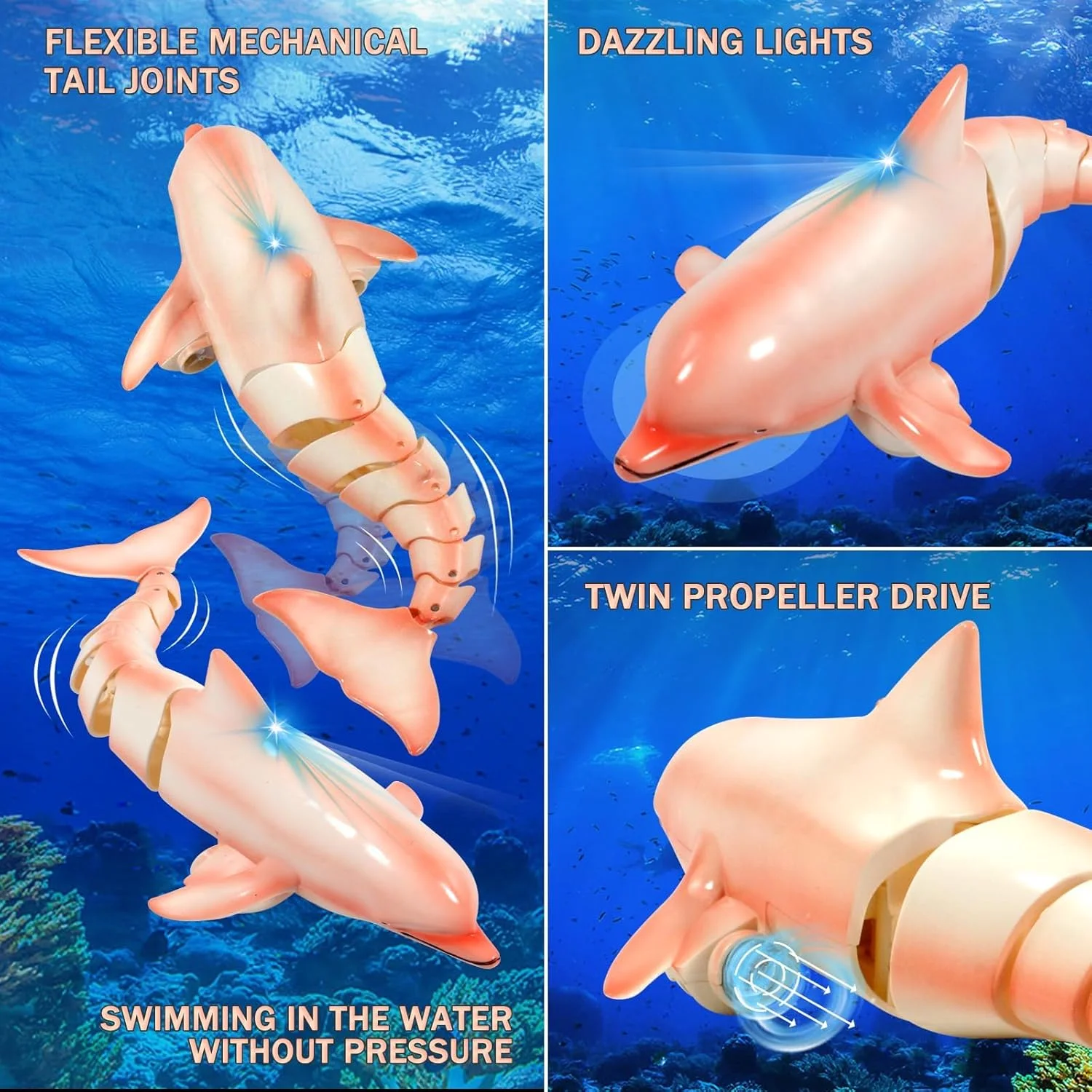 اسباب بازی استخر کوسه کنترل از راه دور، اسباب بازی دلفین آبی RC 2.4G برای کودکان 8-12 سال، قایق RC شناور برای حمام و دریاچه، هدیه ای عالی برای پسران و دختران 6-10 سال