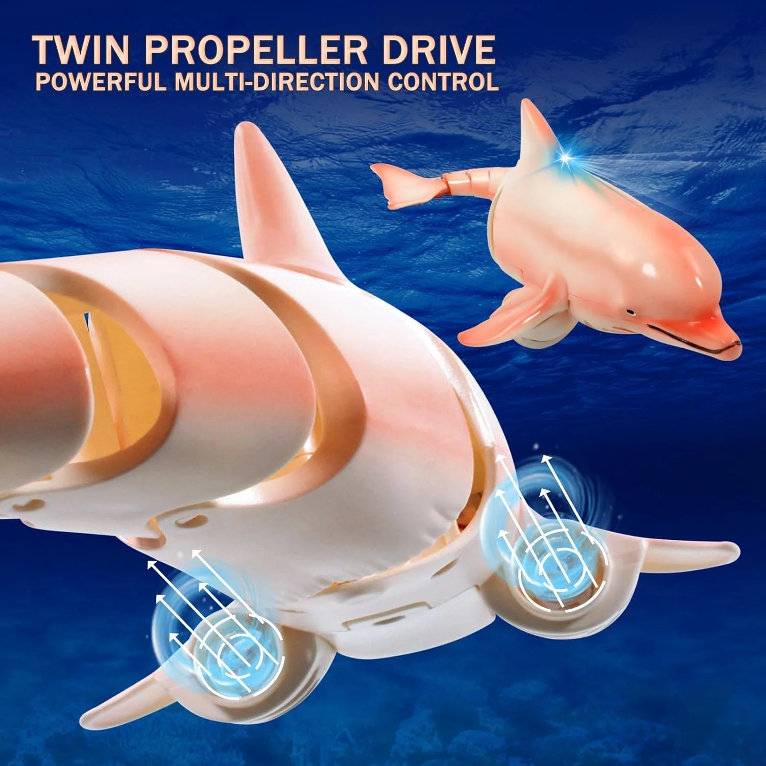 اسباب بازی استخر کوسه کنترل از راه دور، اسباب بازی دلفین آبی RC 2.4G برای کودکان 8-12 سال، قایق RC شناور برای حمام و دریاچه، هدیه ای عالی برای پسران و دختران 6-10 سال