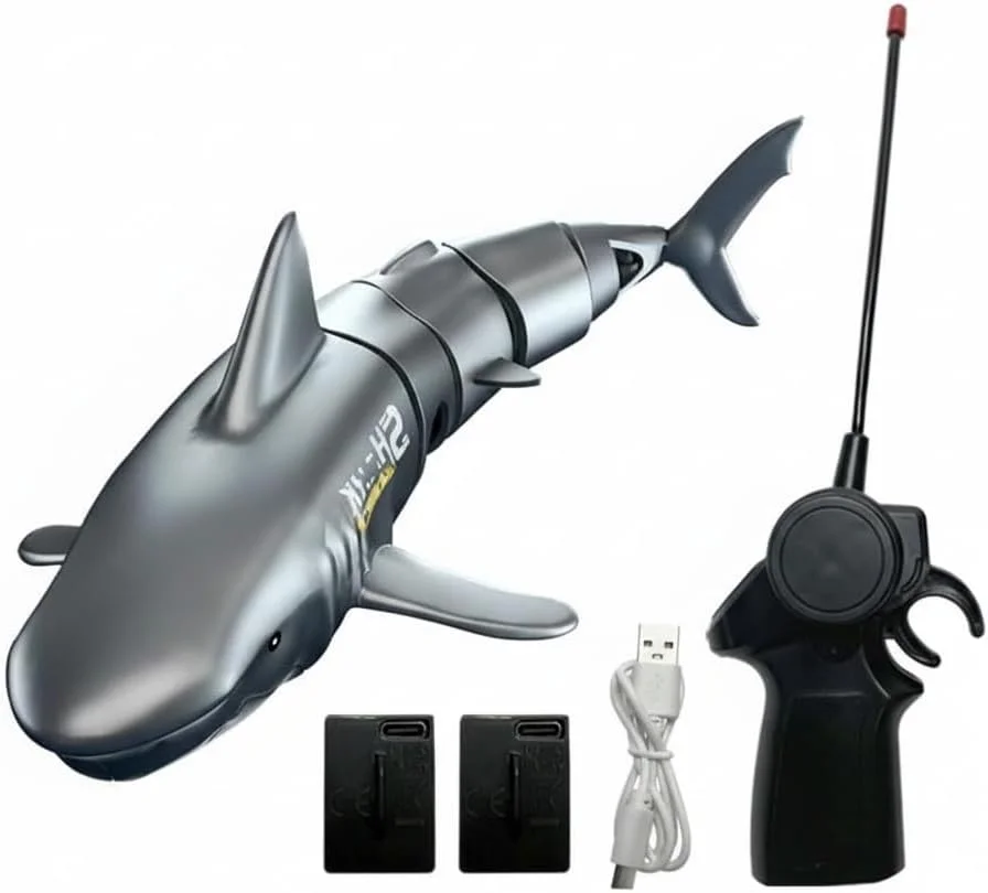 اسباب بازی کوسه کنترلی، کوسه شبیه سازی شده در مقیاس 1:18، اسباب بازی غواصی ضد آب، برای استخرها، وان حمام، قایق های RC آبی عالی مناسب برای پسران و دختران به عنوان هدیه