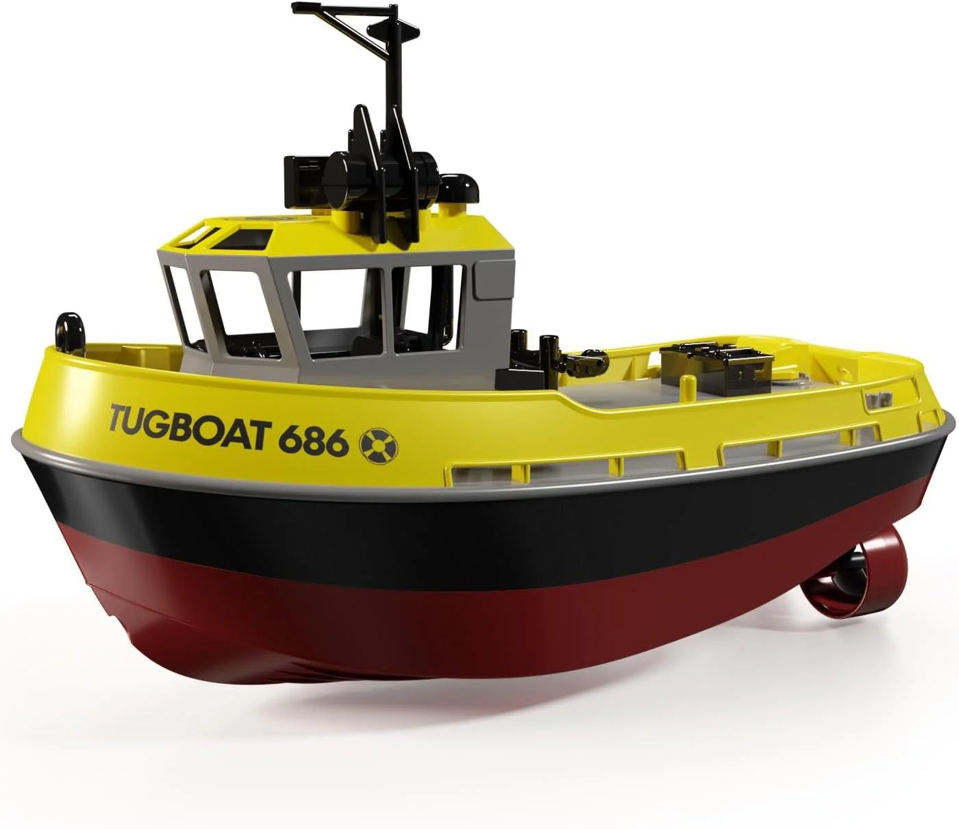 قایق یدک کش کنترلی - قایق های کنترلی برای بزرگسالان با چراغ LED برای استخر و دریاچه، قایق مسابقه ای کنترلی 2.4 گیگاهرتز برای هدیه اسباب بازی آبی تابستانی (زرد مشکی)