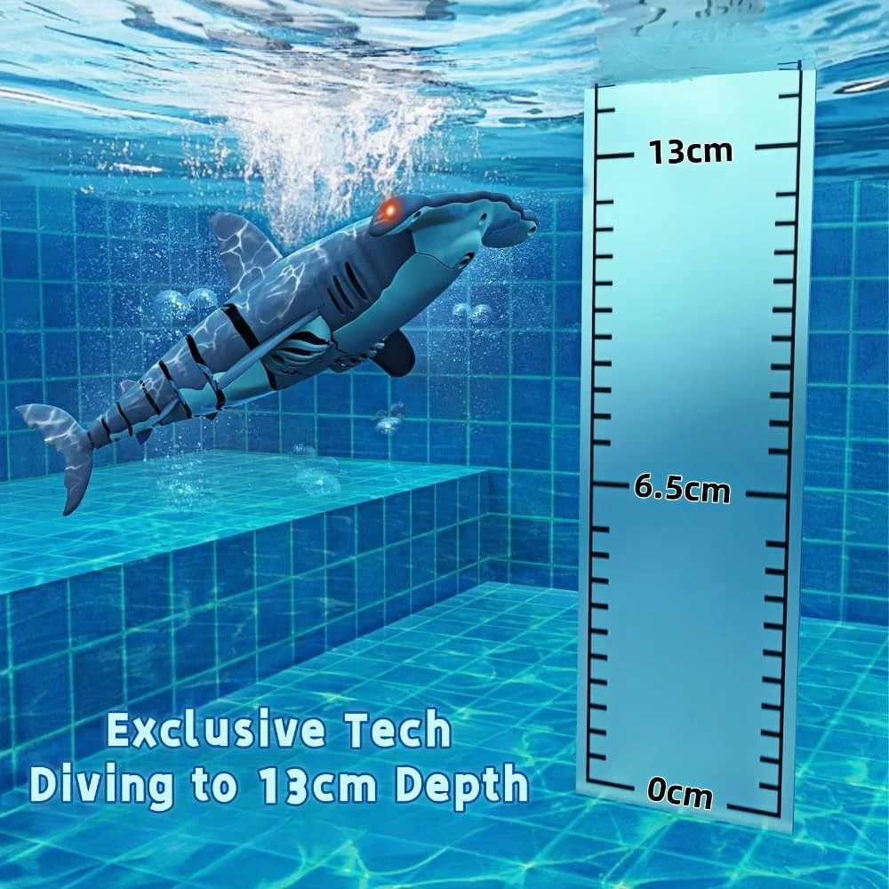 اسباب بازی کوسه کنترلی با شبیه سازی بالا، اسباب بازی های آبی تابستانی برای کودکان، هدیه ای ایده آل برای پسران 6 سال به بالا، بازی های سرگرم کننده مهمانی برای استخر و حمام (آبی)