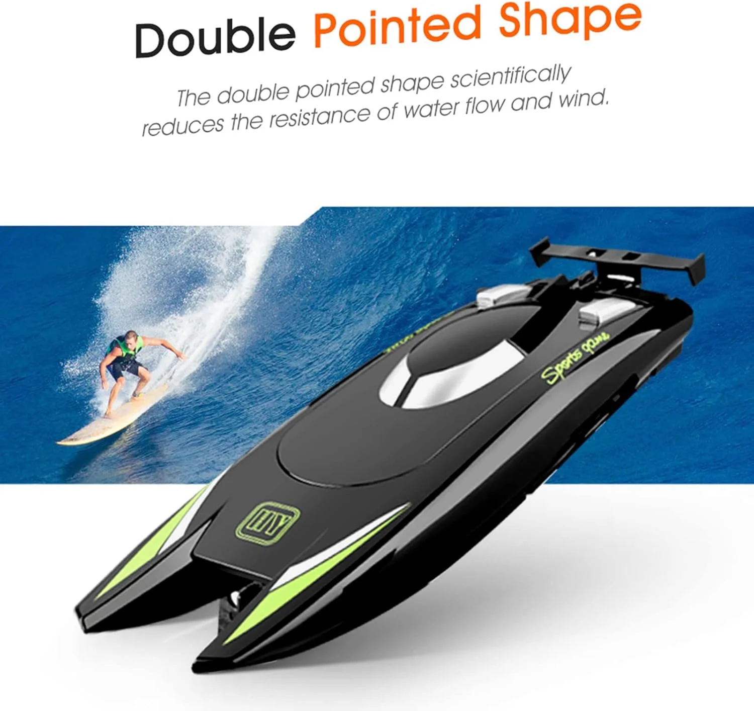 قایق های کنترلی مورلیان 805 برای کودکان و بزرگسالان، قایق مسابقه ای پرسرعت 25 کیلومتر بر ساعت، قایق های کنترل از راه دور 2 کاناله برای استخرها
