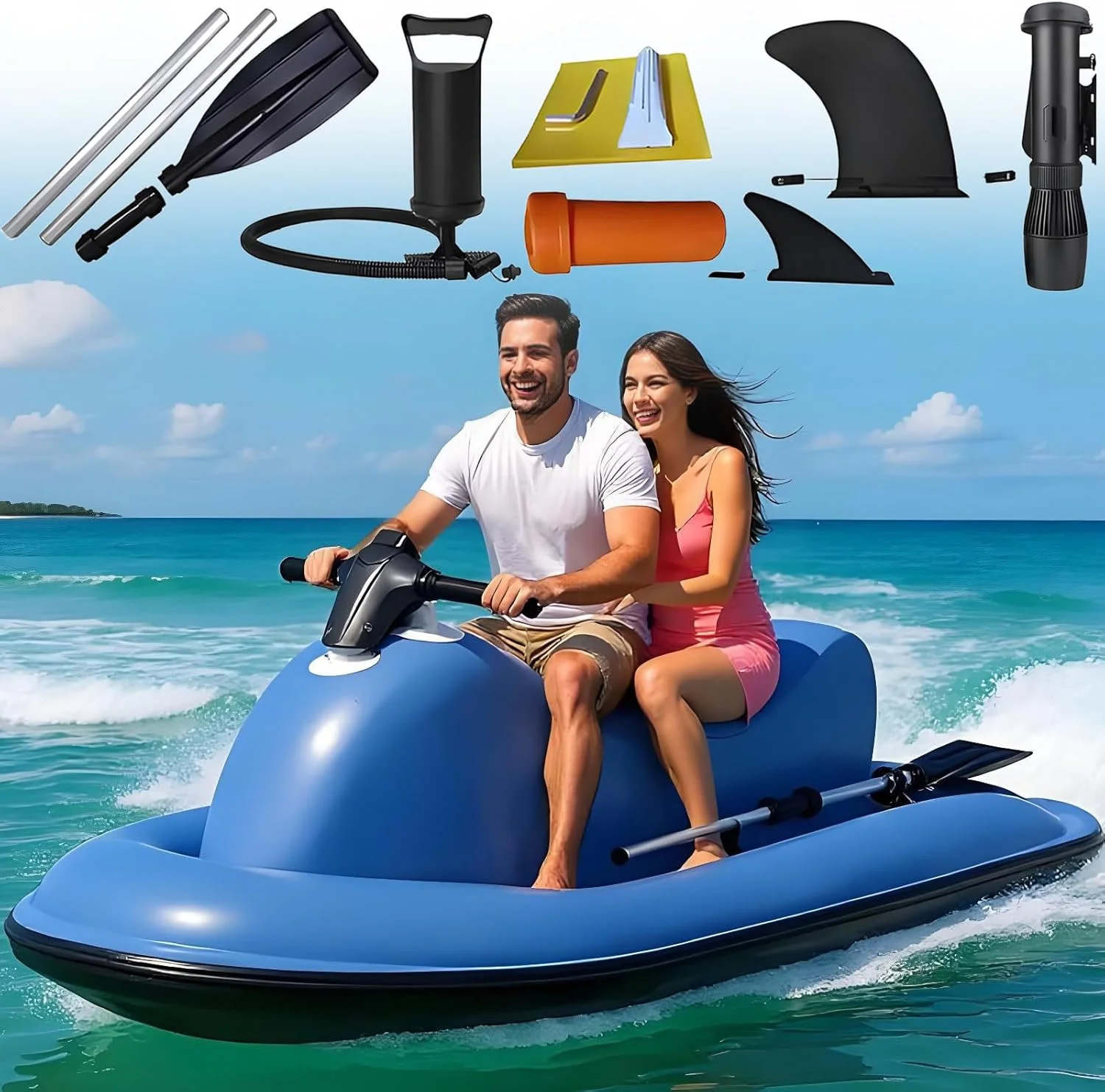 موتور قایق بادی شنا و غواصی، با قابلیت جدا شدن، دسته 360 درجه، اسکوتر زیرآبی، مناسب برای ماجراجویی در غواصی، شنا و پدل بردینگ، موتور قایق + تراستر 500W16A