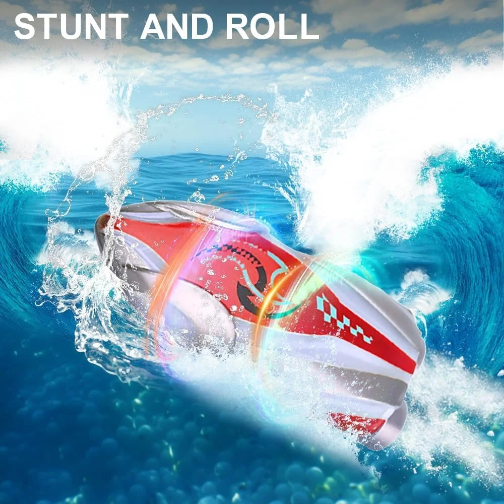 قایق کنترلی کوچک NALACAL، قایق آرسی سریع، با نور روشن، قایق های مسابقه ای الکتریکی آرسی ماجراجویی در فضای باز، با شیرین کاری و غلت، چند جهته و سرعت های قابل تنظیم برای استخرها، حمام ها، دریاچه ها