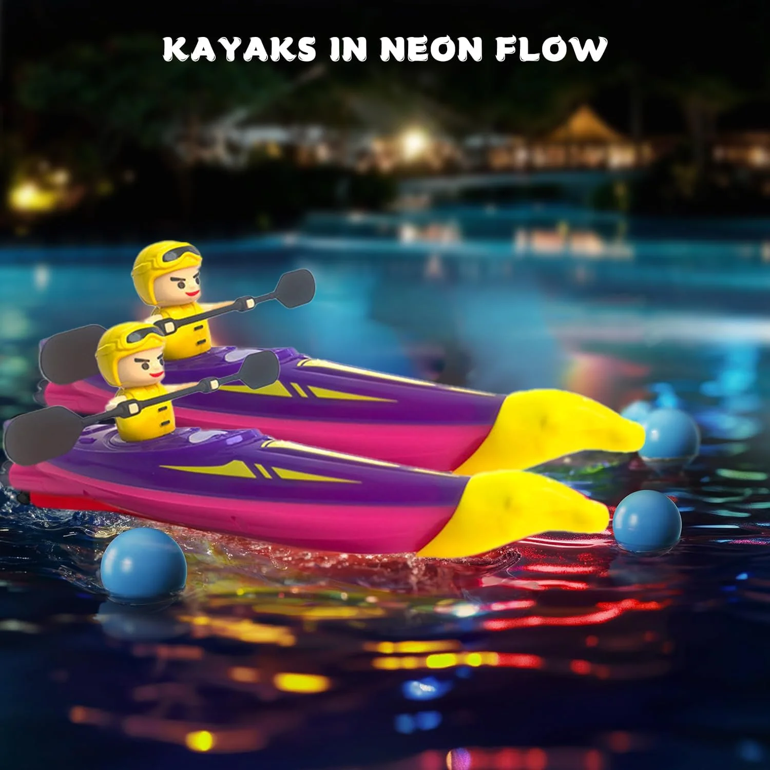 قایق های کنترلی برای کودکان 8 تا 12 سال، کایاک کنترلی با توپ، 40 دقیقه زمان بازی، چراغ های LED، اسباب بازی های آبی عالی برای استخر، میز آبی و وان حمام