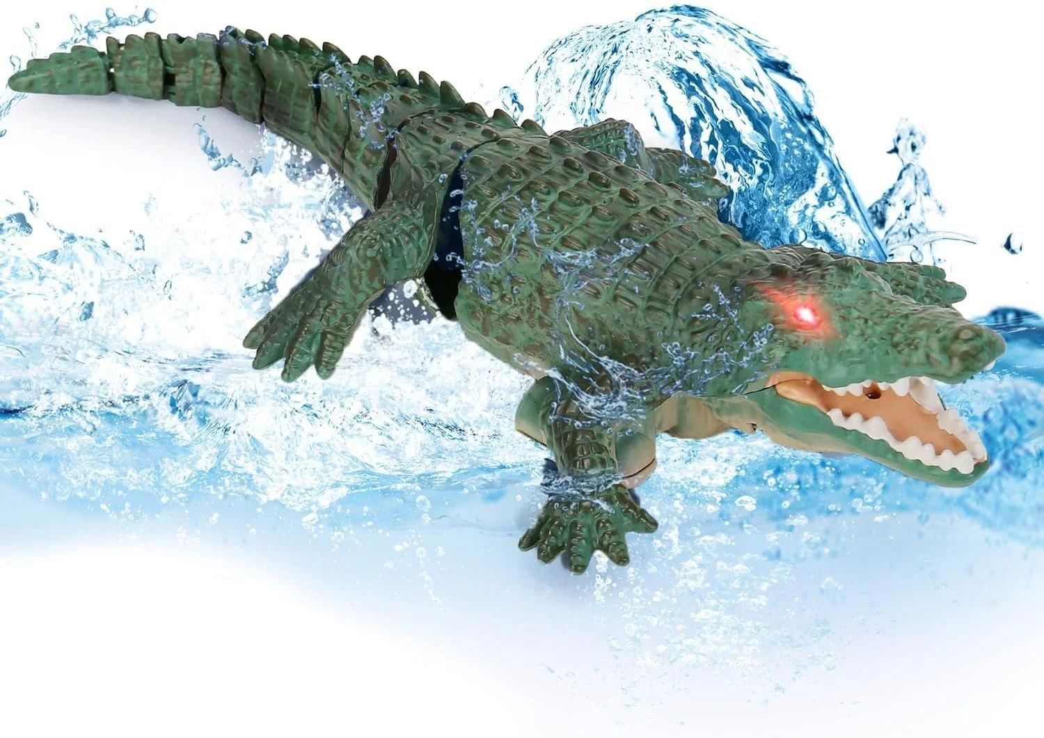 قایق کروکودیل کنترلی، اسباب بازی کروکودیل آرسی شبیه سازی شده برای استخر، دریاچه ها، حمام، هدیه عالی قایق آرسی کروکودیل برای پسران و دختران 6 سال به بالا