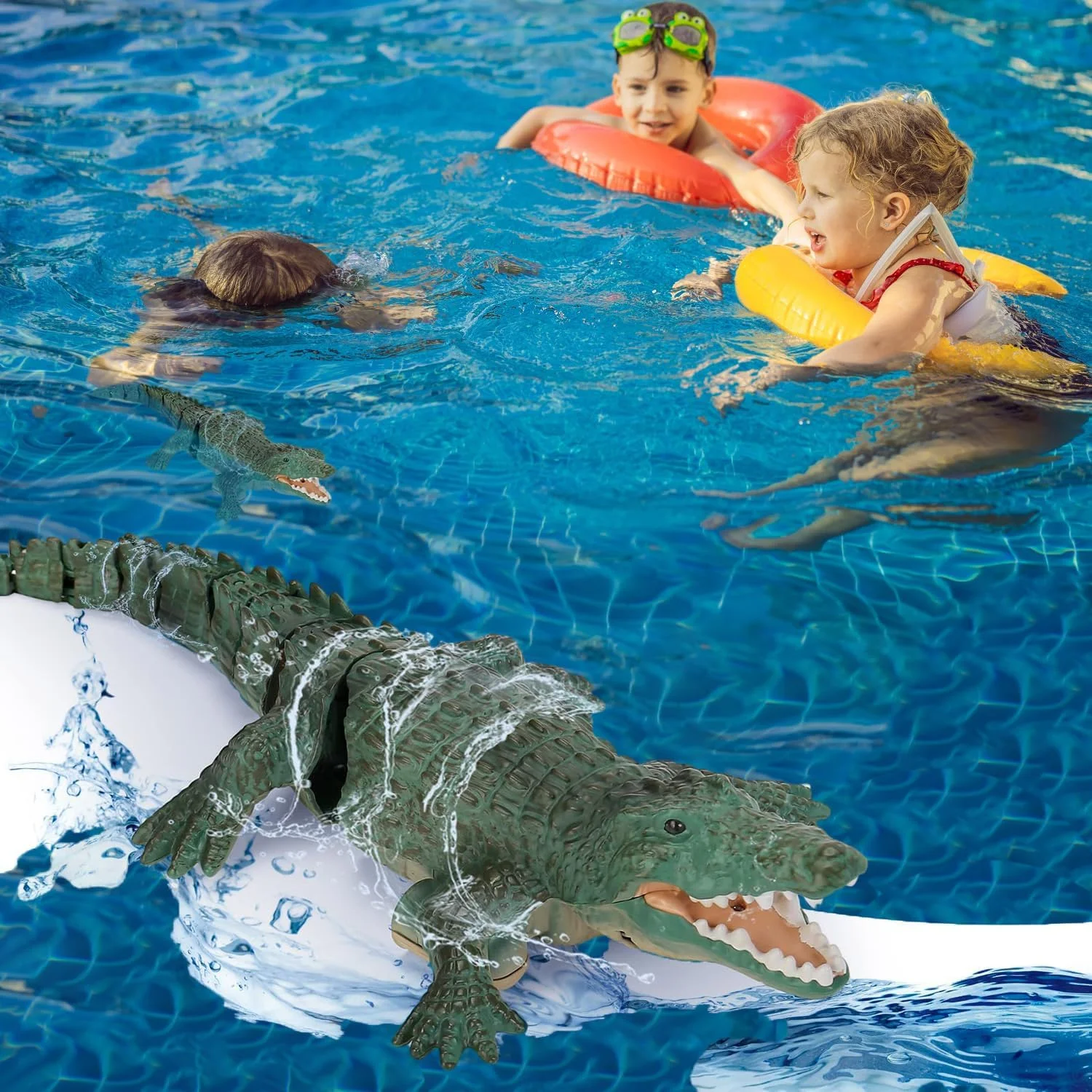 قایق کروکودیل کنترلی، اسباب بازی کروکودیل آرسی شبیه سازی شده برای استخر، دریاچه ها، حمام، هدیه عالی قایق آرسی کروکودیل برای پسران و دختران 6 سال به بالا