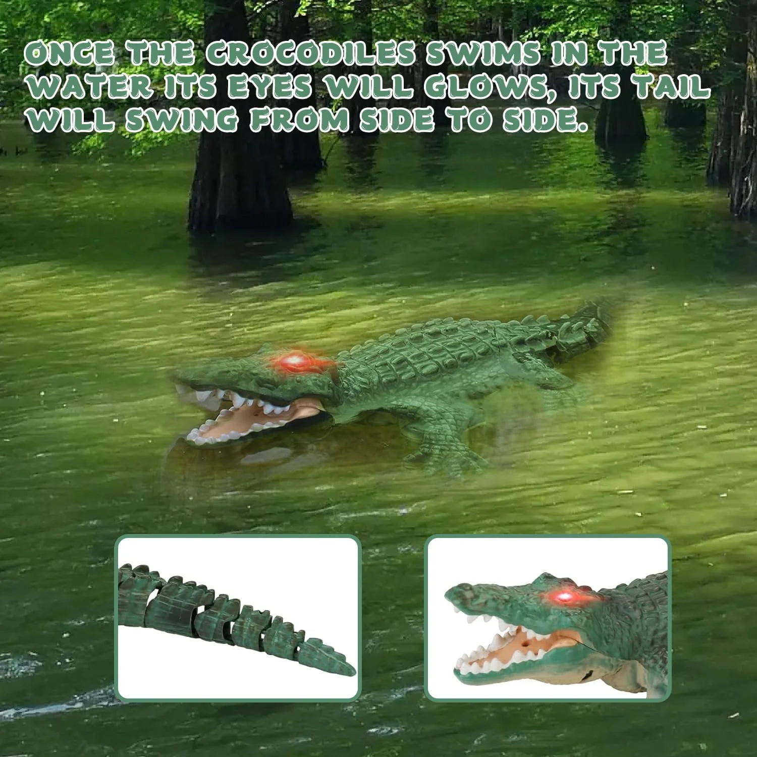 قایق کروکودیل کنترلی، اسباب بازی کروکودیل آرسی شبیه سازی شده برای استخر، دریاچه ها، حمام، هدیه عالی قایق آرسی کروکودیل برای پسران و دختران 6 سال به بالا