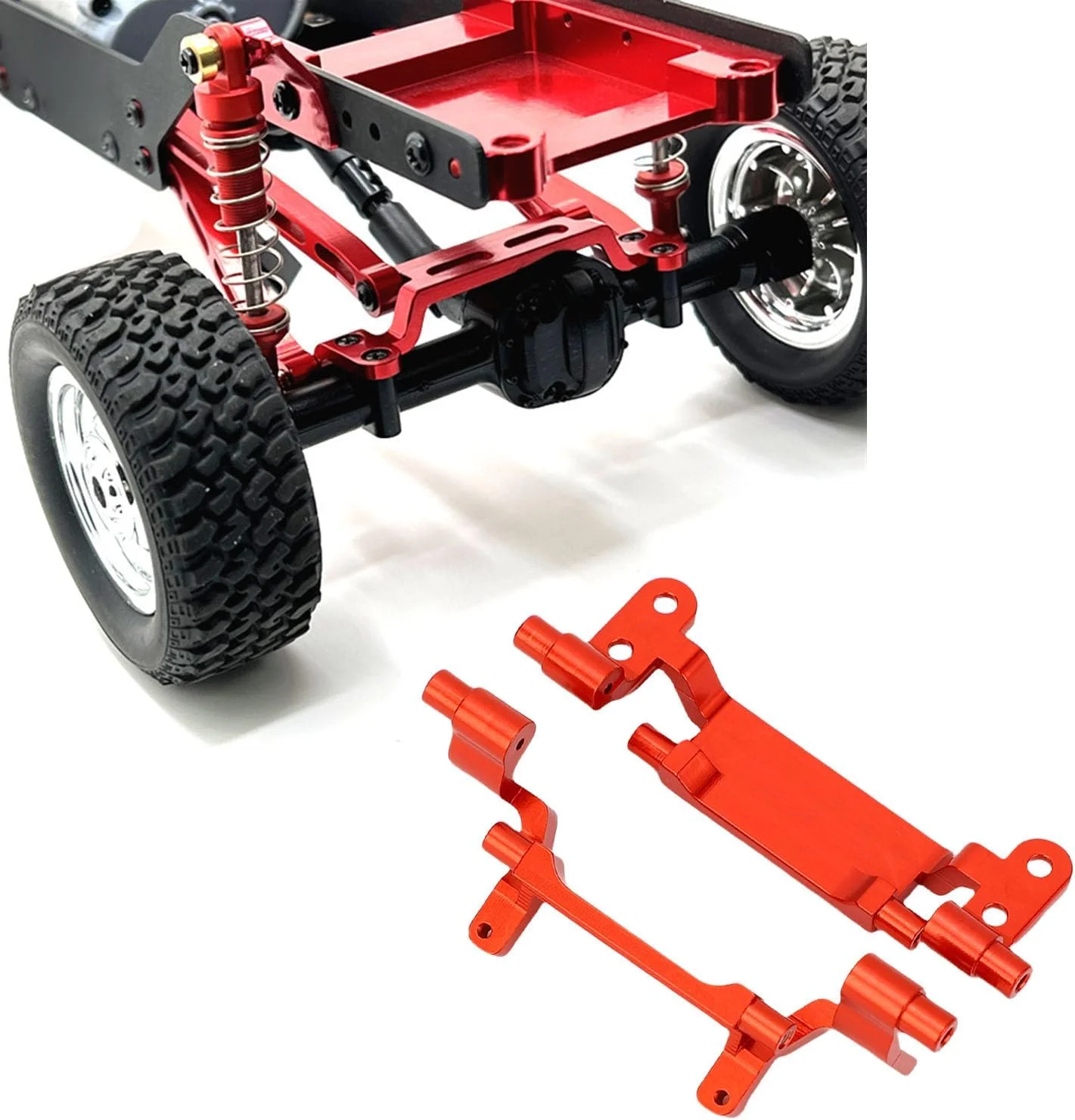 مجموعه پایه میله کششی فلزی Jiawu RC، جایگزینی بادوام برای ماشین کنترل از راه دور MN168 MN78 1/12، بهبود عملکرد برای علاقه مندان به RC (قرمز)