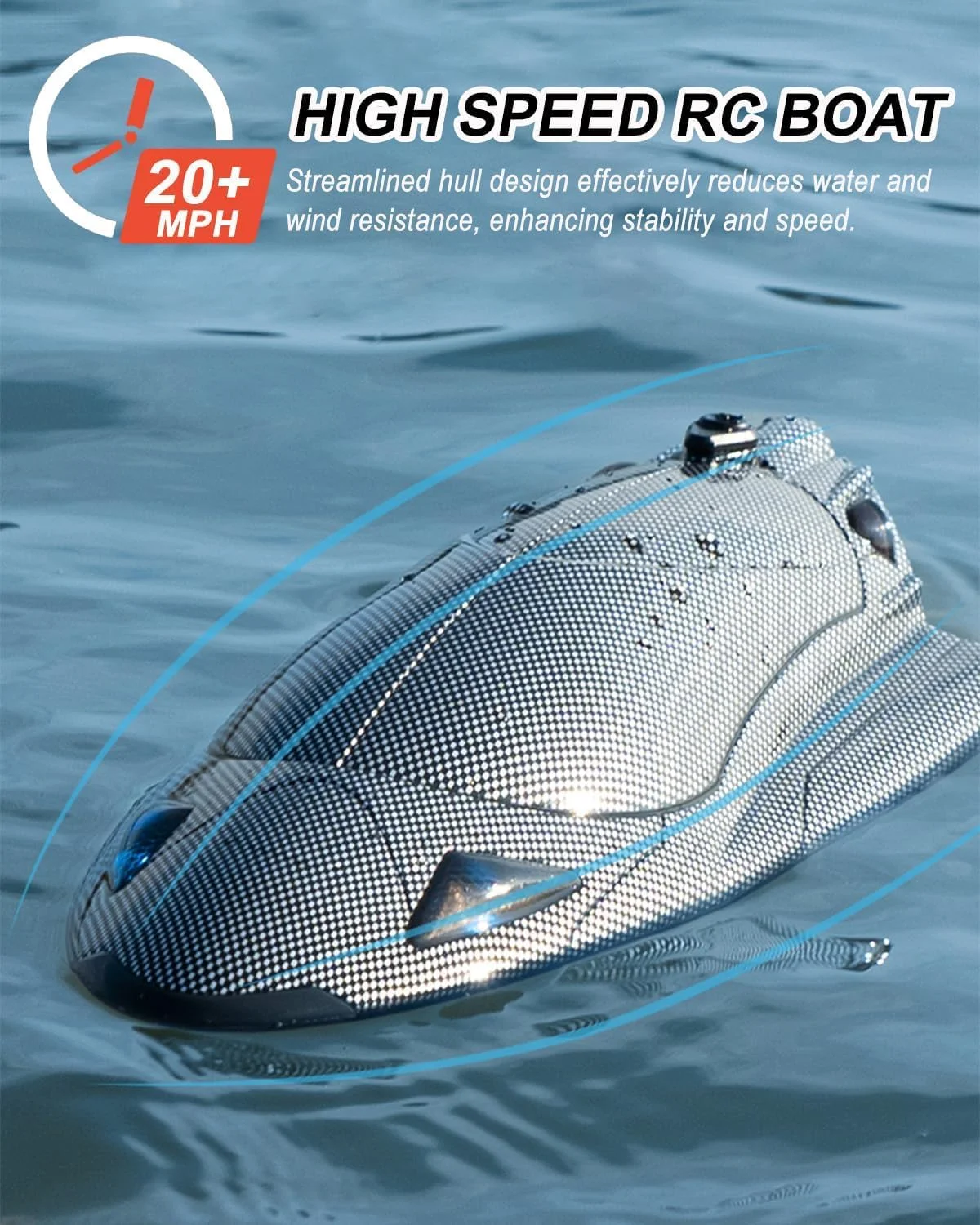 قایق کنترلی KASTWAVE برای بزرگسالان، قایق های کنترلی سریع با سرعت 20+ مایل در ساعت برای بزرگسالان و کودکان، مناسب برای استخر، دریاچه، رودخانه، بازی های آبی، قایق مسابقه ای با قابلیت بازیابی واژگونی، چراغ LED، اسباب بازی های استخری قایق کنترلی، هدیه برای پسران و دختران