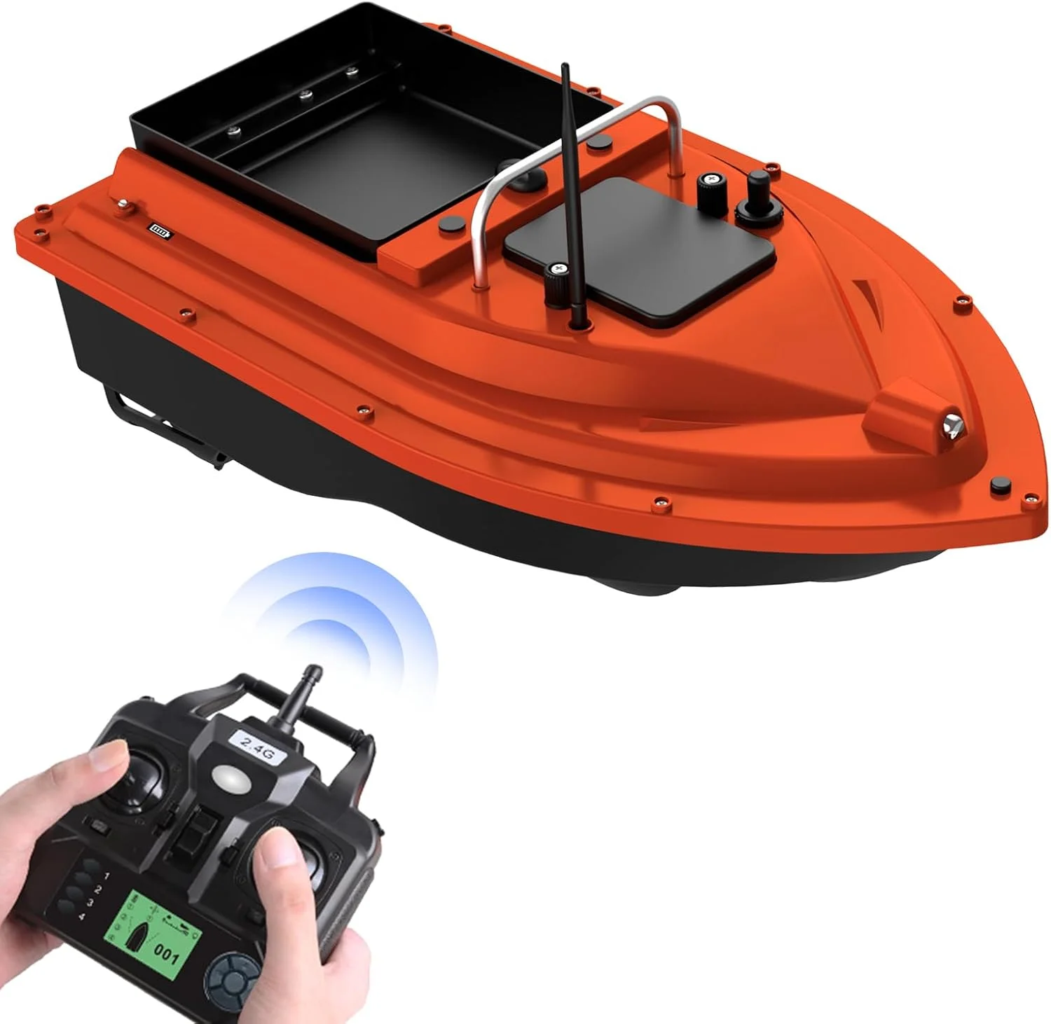 قایق طعمه پاش آرسی lilestore برای ماهیگیری در ساحل - قایق طعمه پاش اتوماتیک با مخزن بزرگ و برد ریموت 400-500 متری