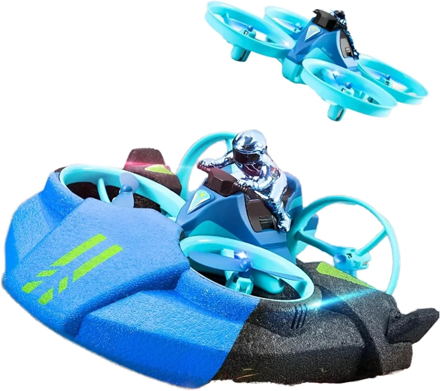 اسباب بازی قایق هاورکرافت، ماشین مسابقه و پهپاد کنترلی 3 در 1 - وسیله نقلیه کنترل از راه دور برای کودکان و بزرگسالان، مناسب برای آب، خشکی و هوا