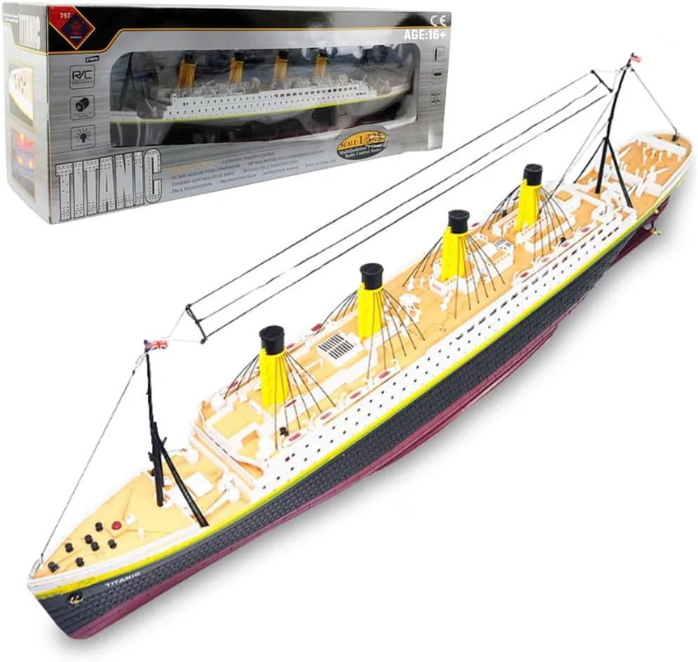 مدل کشتی کروز تایتانیک الکتریکی RC 3 کاناله با چراغ های LED، مدل قایق موتوری RC 2.4G، مدل کشتی کروز کنترل از راه دور آماده برای بزرگسالان