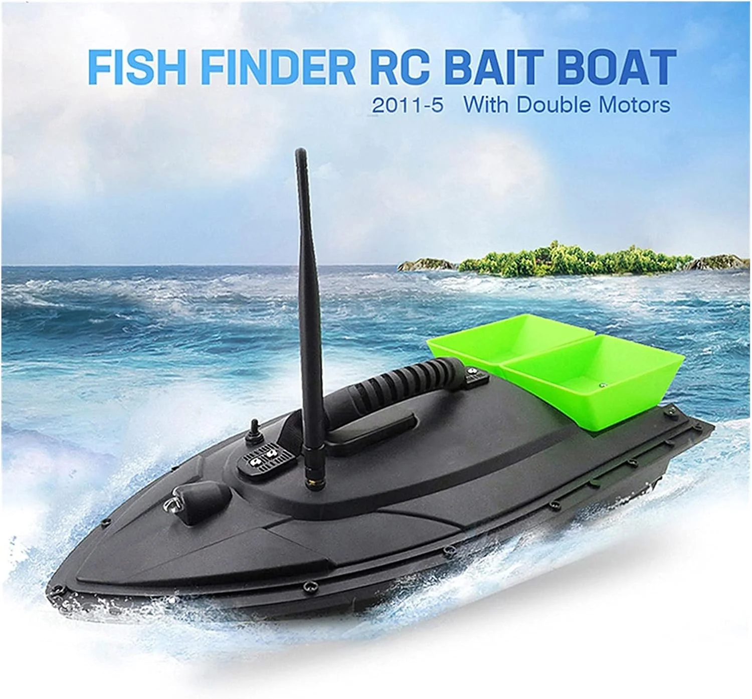 قایق طعمه پاشی ماهیگیری با کنترل از راه دور، ظرفیت 1.5 کیلوگرم، برد 500 متر، مناسب برای ماهیگیری تفریحی (رنگ: EU)