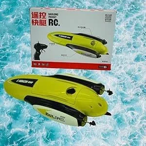 زیردریایی کنترل از راه دور EXPLORE RC، قایق مسابقه ای الکتریکی، طراحی ضد آب با سرعت بالا، زرد