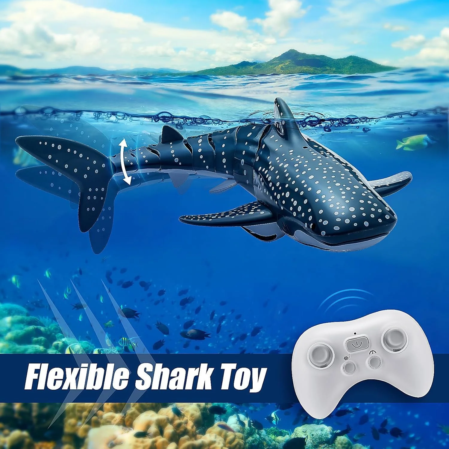 قایق کوسه اسباب بازی کنترلی GOODONE2 برای کودکان، قایق ماهی کنترلی 2.4 گیگاهرتزی، اسباب بازی آبی حیوانات برقی برای استخر و دریاچه، هدیه عالی اسباب بازی کوسه نهنگ کنترلی برای پسران و دختران 6-12 ساله (قایق کوسه)