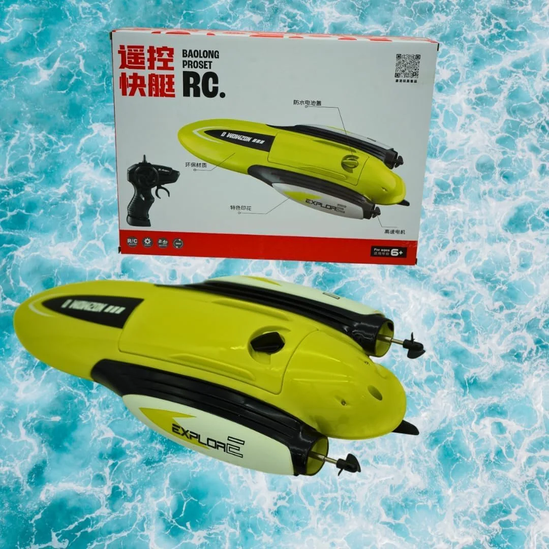 زیردریایی کنترلی با قابلیت تشخیص ورود آب، قایق مسابقه ای الکتریکی، اسباب بازی ضد آب کنترلی، 20 کیلومتر در ساعت، زرد