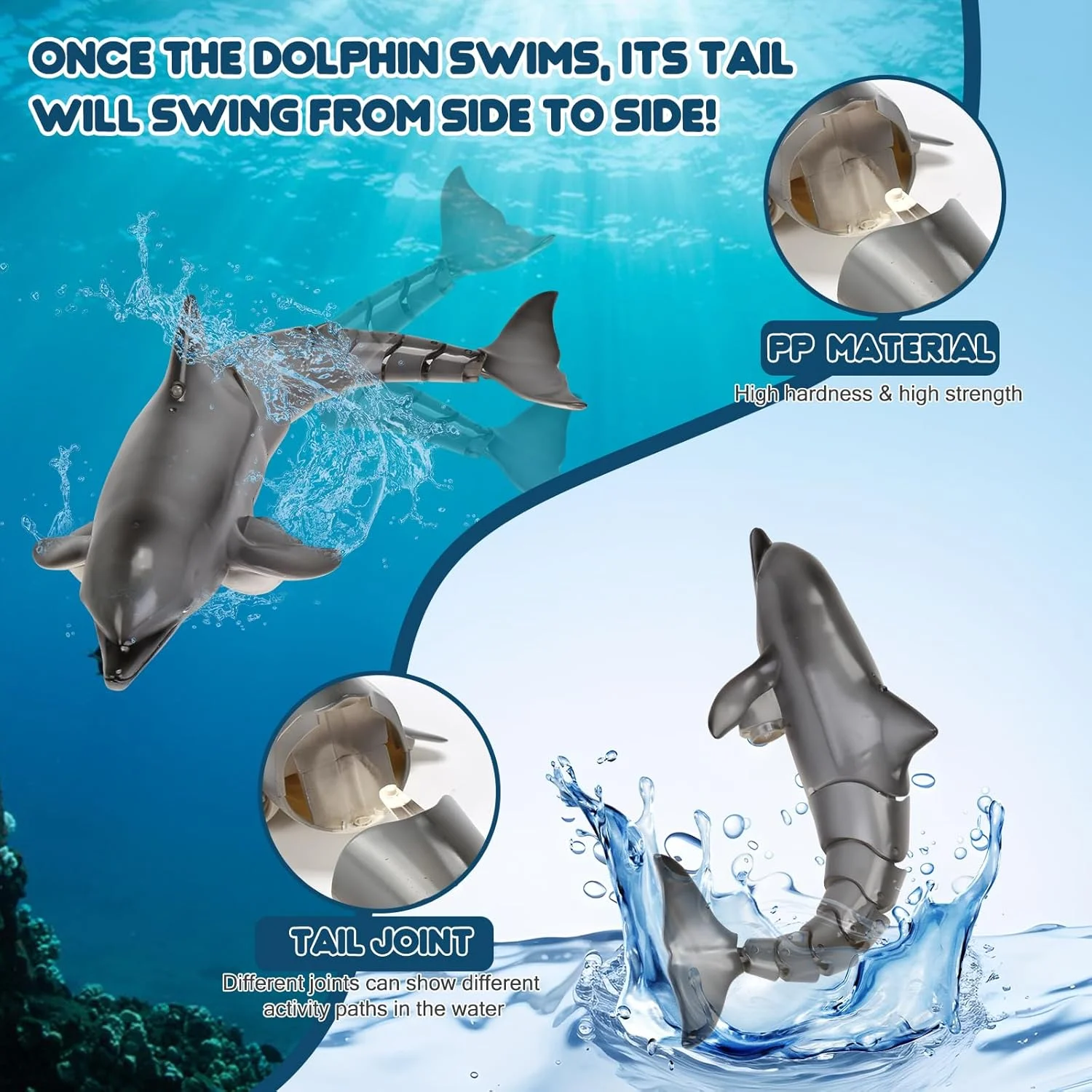اسباب بازی دلفین کنترلی جدید GearRoot برای کودکان، دلفین های اقیانوسی RC با شبیه سازی بالا 2.4G، اسباب بازی ماهی برای استخر حمام، 2x600mAh اسباب بازی های آبی قایق RC عالی برای پسران و دختران 6+ سال