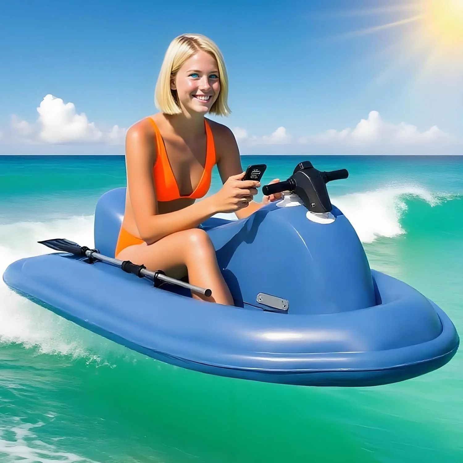 قایق موتوری بادی نشسته، 10000/16000 میلی آمپر ساعت، جت اسکی آبی 1-2 نفره، قایق موتوری با طراحی دوگانه ارتقا یافته قایق موتوری بادی نشسته، 10000/16000 میلی آمپر ساعت، جت اسکی آبی 1-2 نفره، قایق موتوری با طراحی دوگانه ارتقا یافته