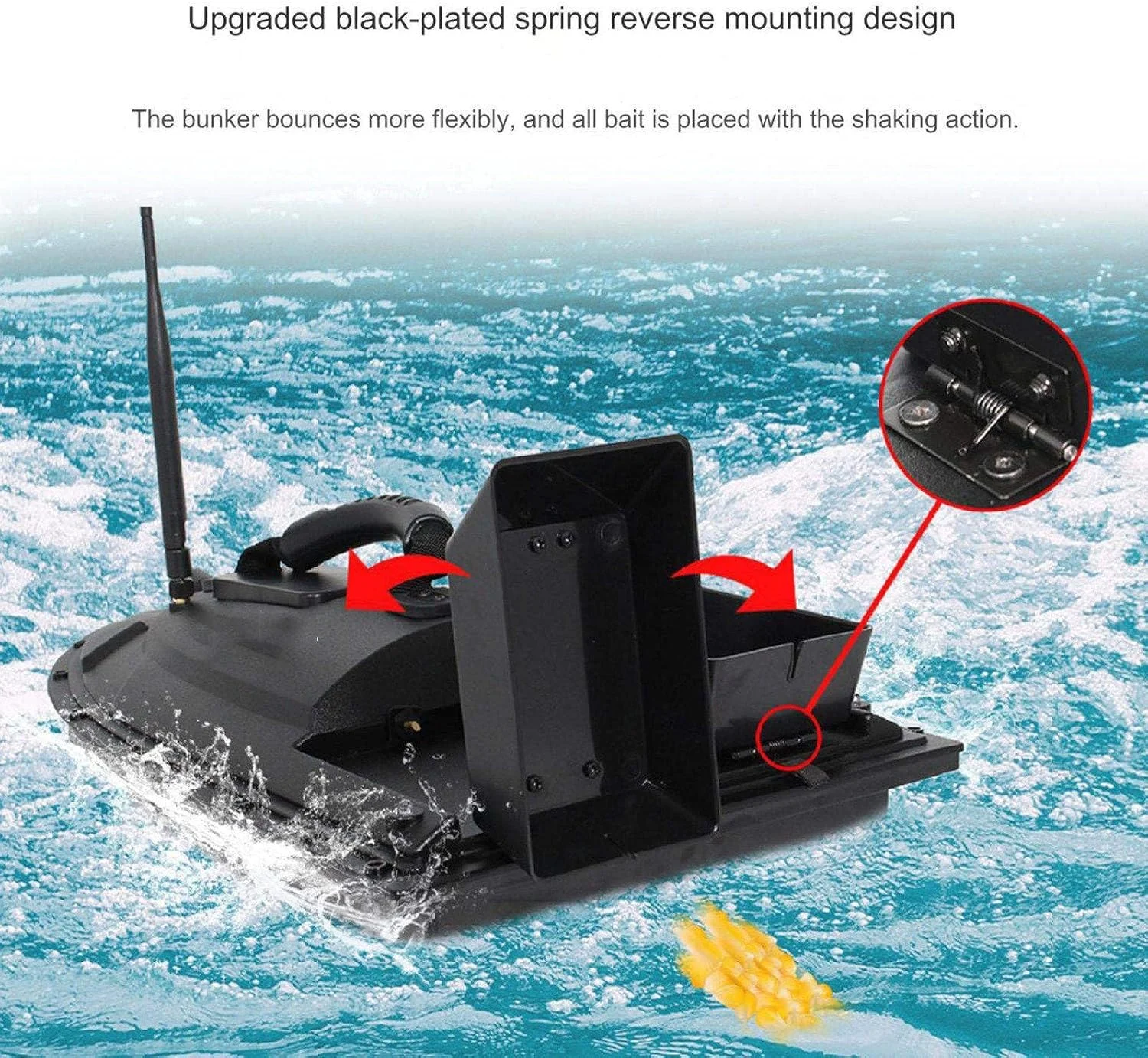 قایق طعمه ماهیگیری، دارای دو مخزن طعمه، چراغ شب هدایت، ظرفیت بارگیری بزرگ 500 متری کنترل از راه دور سبز - 18000mAh