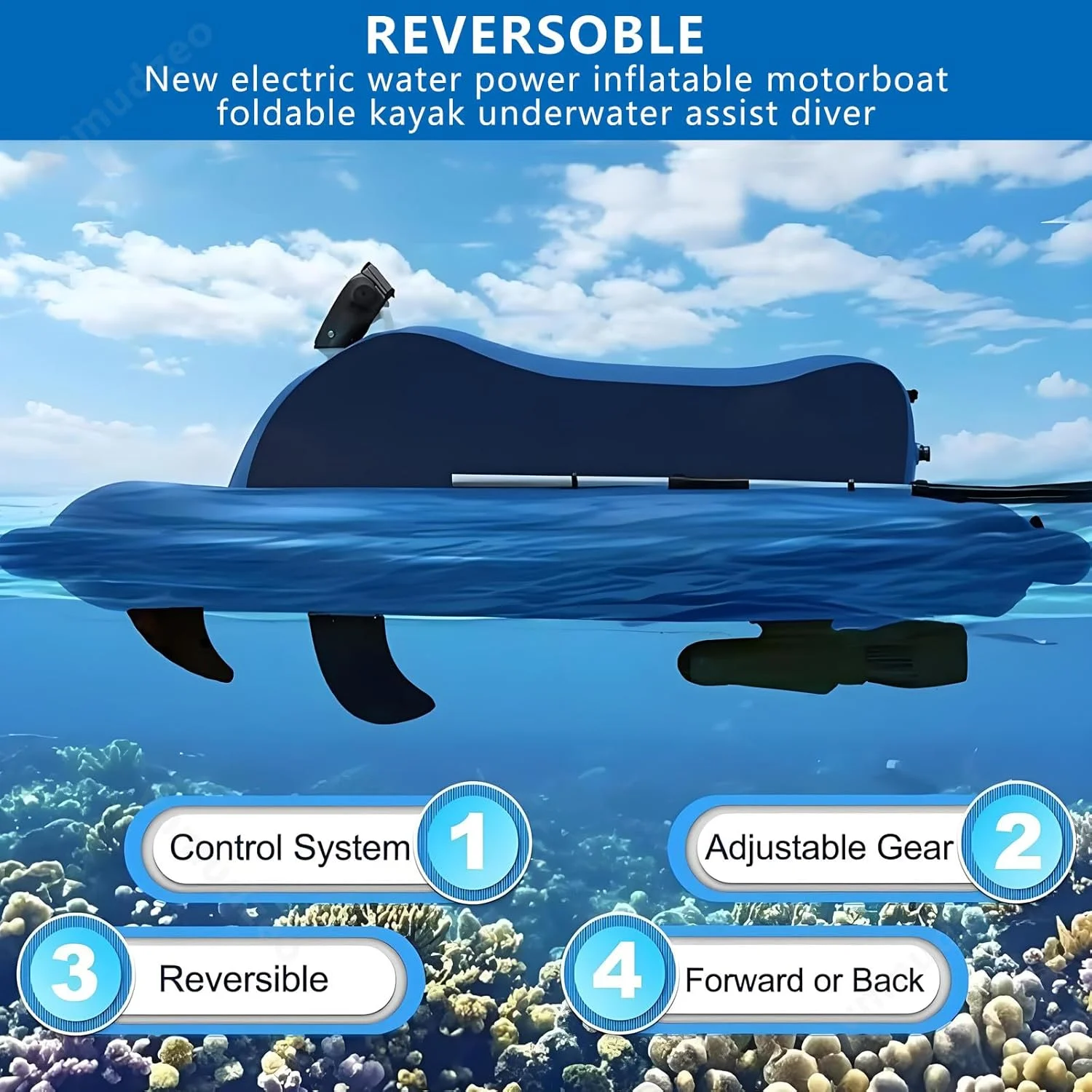 کیت جت اسکی بادی مناسب برای علاقه مندان به ورزش های آبی، تنظیم 3-11 کیلومتر در ساعت، تقویت کننده شنای زیر آب 500 وات 700 وات، قایق موتوری موتور براشلس + تراستر 500W10A