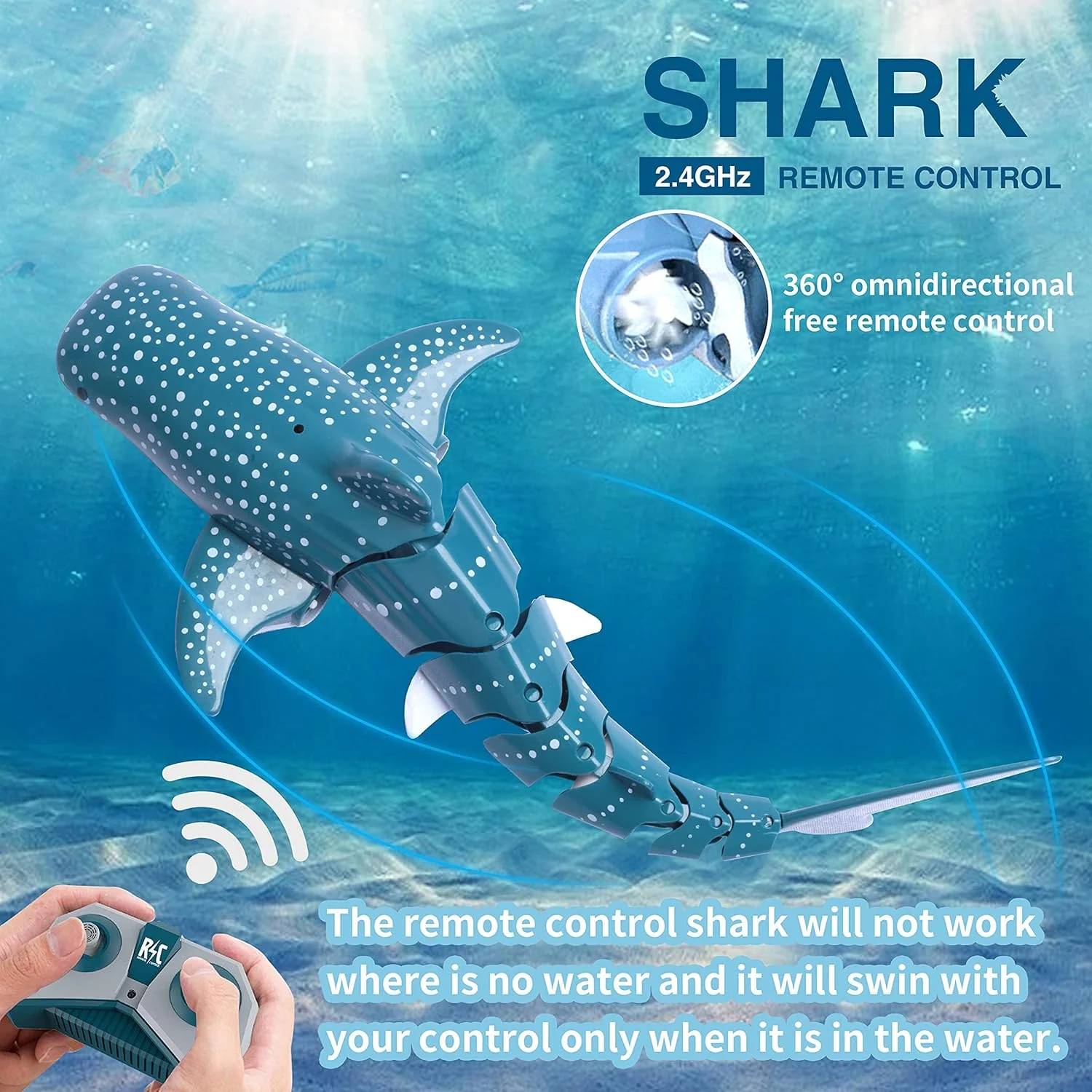 اسباب بازی کوسه کنترلی Excefore 2.4GHz با شبیه سازی بالا، ظرفیت بزرگ 500mAh×2، اسباب بازی برقی شارژی، هدیه عالی، اسباب بازی قایق کنترلی