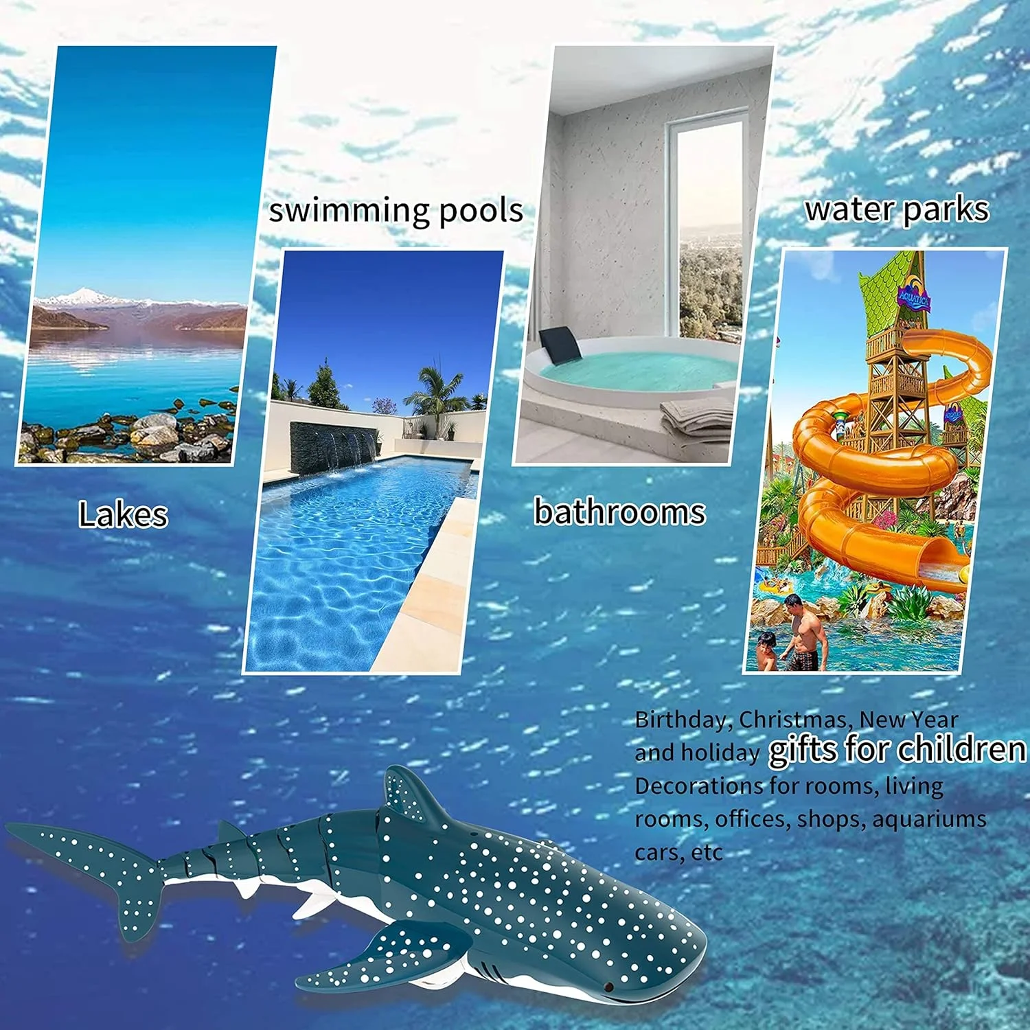 اسباب بازی کوسه کنترلی Excefore 2.4GHz با شبیه سازی بالا، ظرفیت بزرگ 500mAh×2، اسباب بازی برقی شارژی، هدیه عالی، اسباب بازی قایق کنترلی