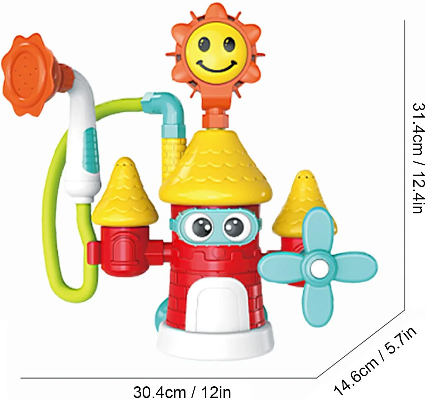 اسباب بازی حمام کودک طرح قلعه با سر دوش آبپاش و فنجان مکش