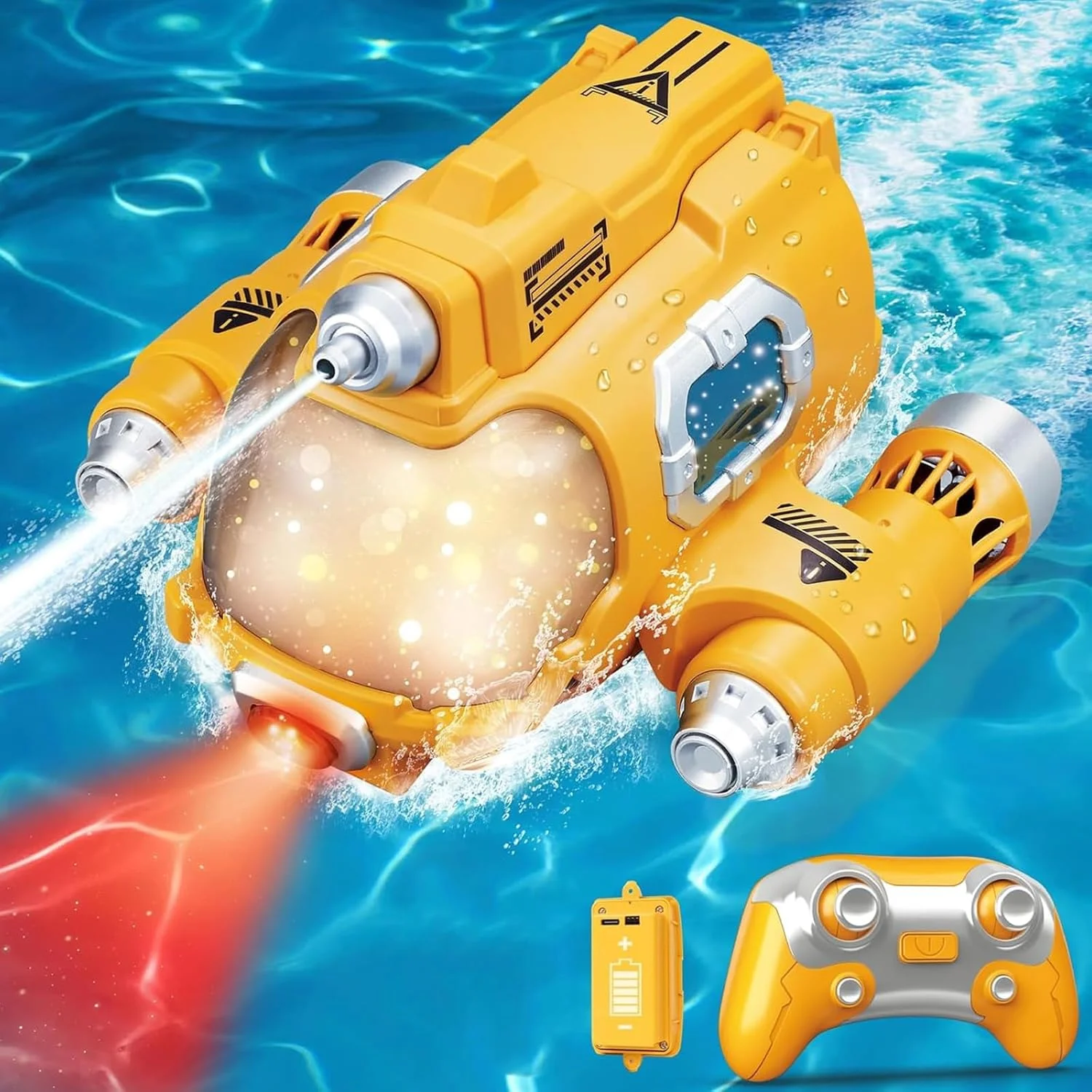 قایق کنترلی Beauenty، مدل قایق موتوری تیراندازی با کنترل از راه دور، قایق کنترلی سریع 2.4G قابل شارژ برای اسباب بازی استخر شنای پسرانه و بچه ها، اسباب بازی های آبی تابستانی هدیه (استایل 2)