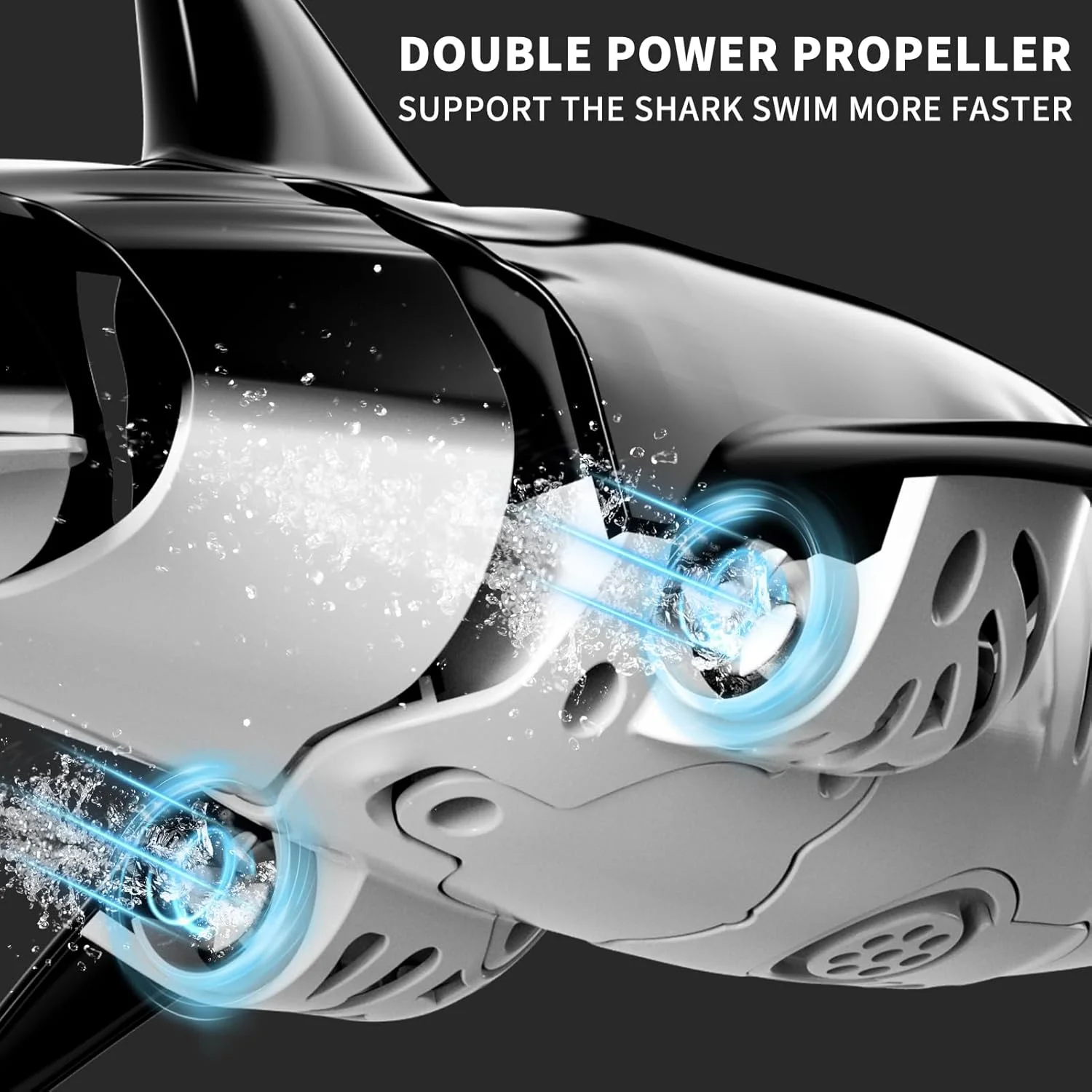 اسباب بازی کوسه کنترلی Bennol 2.4Ghz برای پسران و کودکان، مقیاس 1:18 شبیه سازی بالا، ماهی RC با نور و عملکرد آب پاش، اسباب بازی برقی استخر برای کودکان 4-9 ساله